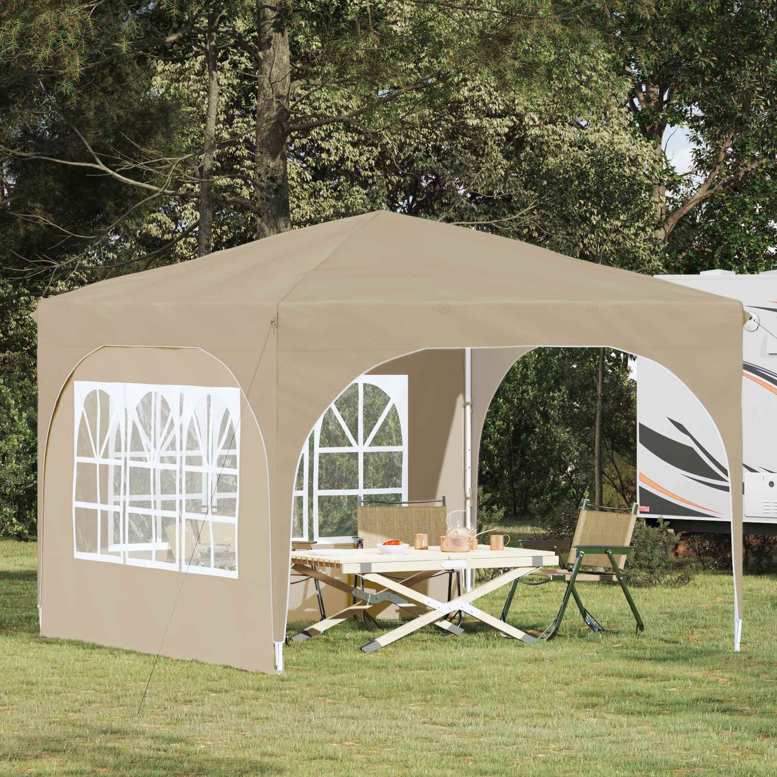 Pop-up Feesttent 290 x 290 x 245 cm Crèmekleurig is nu te koop bij PeponiXL, paradijselijk wonen!