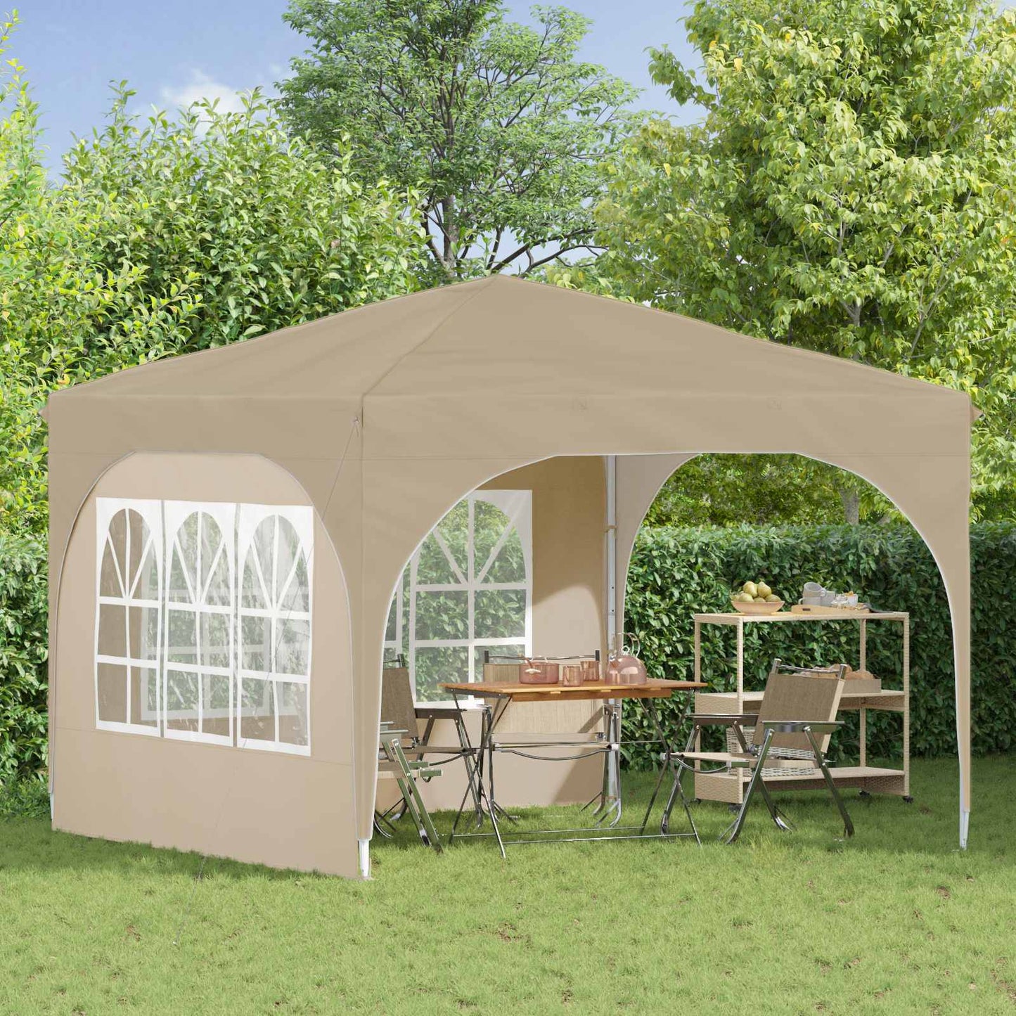 Pop-up Feesttent 290 x 290 x 245 cm Crèmekleurig is nu te koop bij PeponiXL, paradijselijk wonen!