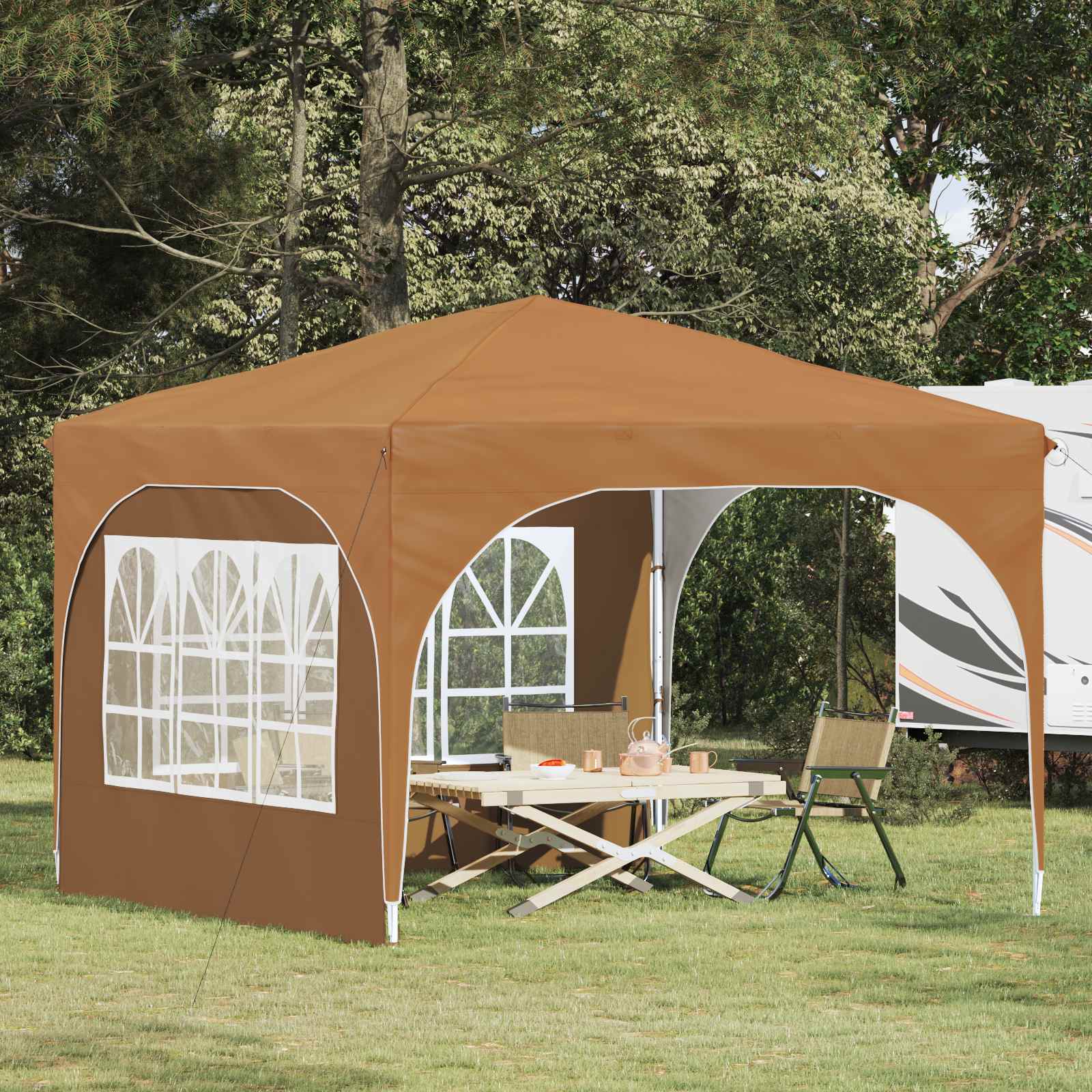 Pop-up Feesttent 290 x 290 x 245 cm Beige is nu te koop bij PeponiXL, paradijselijk wonen!