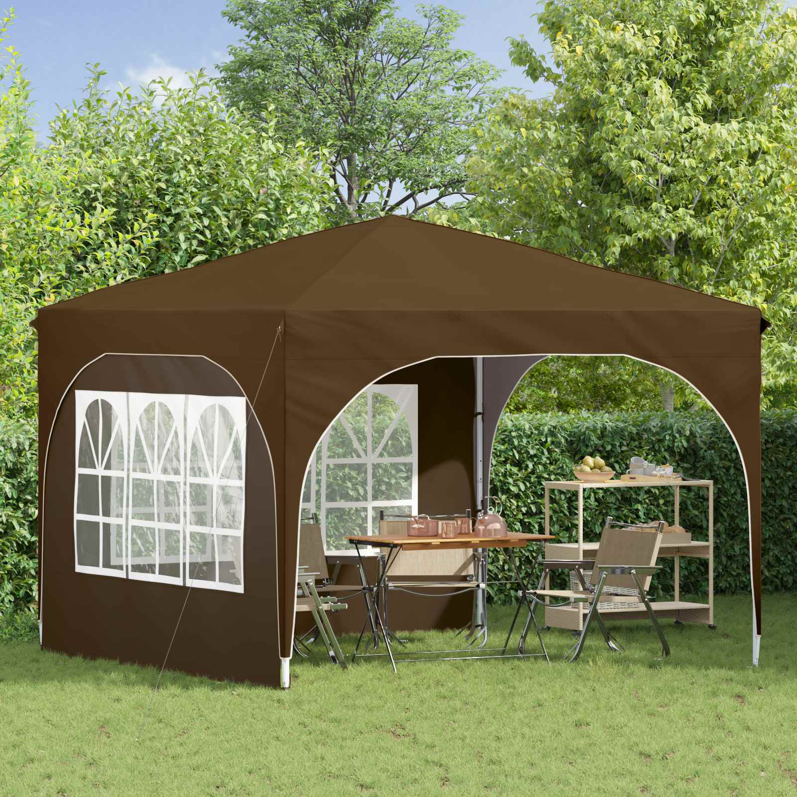 Pop-up Feesttent 290 x 290 x 245 cm Taupe is nu te koop bij PeponiXL, paradijselijk wonen!