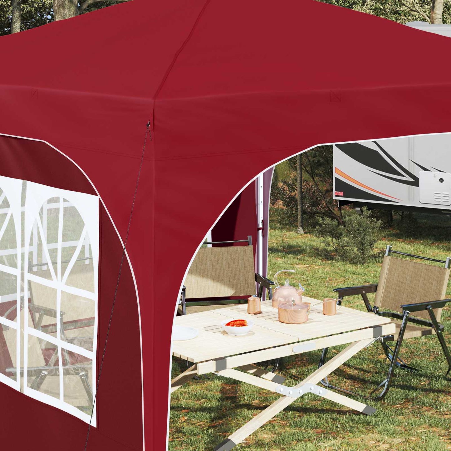Pop-up Feesttent 290 x 290 x 245 cm Bordeauxrood is nu te koop bij PeponiXL, paradijselijk wonen!