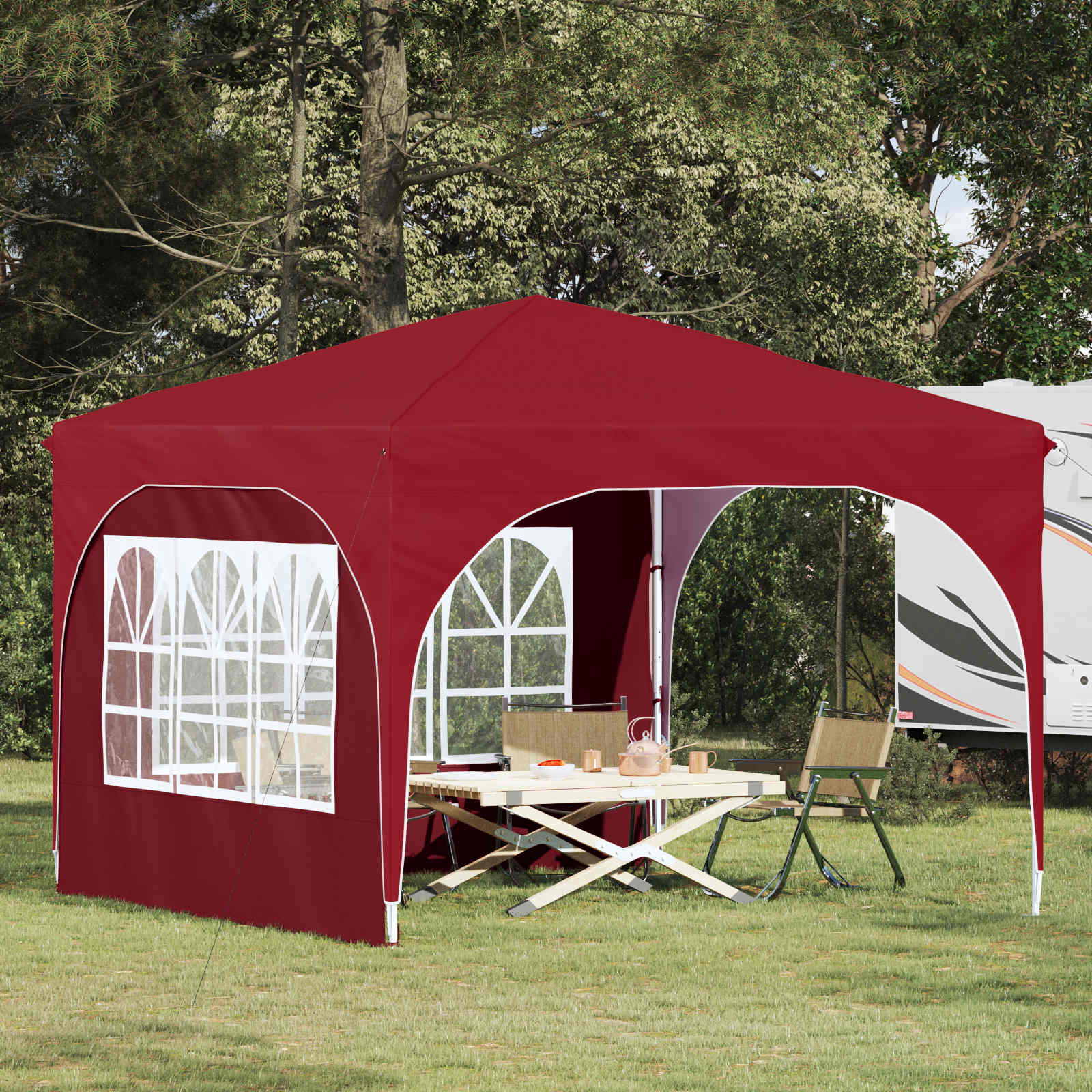 Pop-up Feesttent 290 x 290 x 245 cm Bordeauxrood is nu te koop bij PeponiXL, paradijselijk wonen!