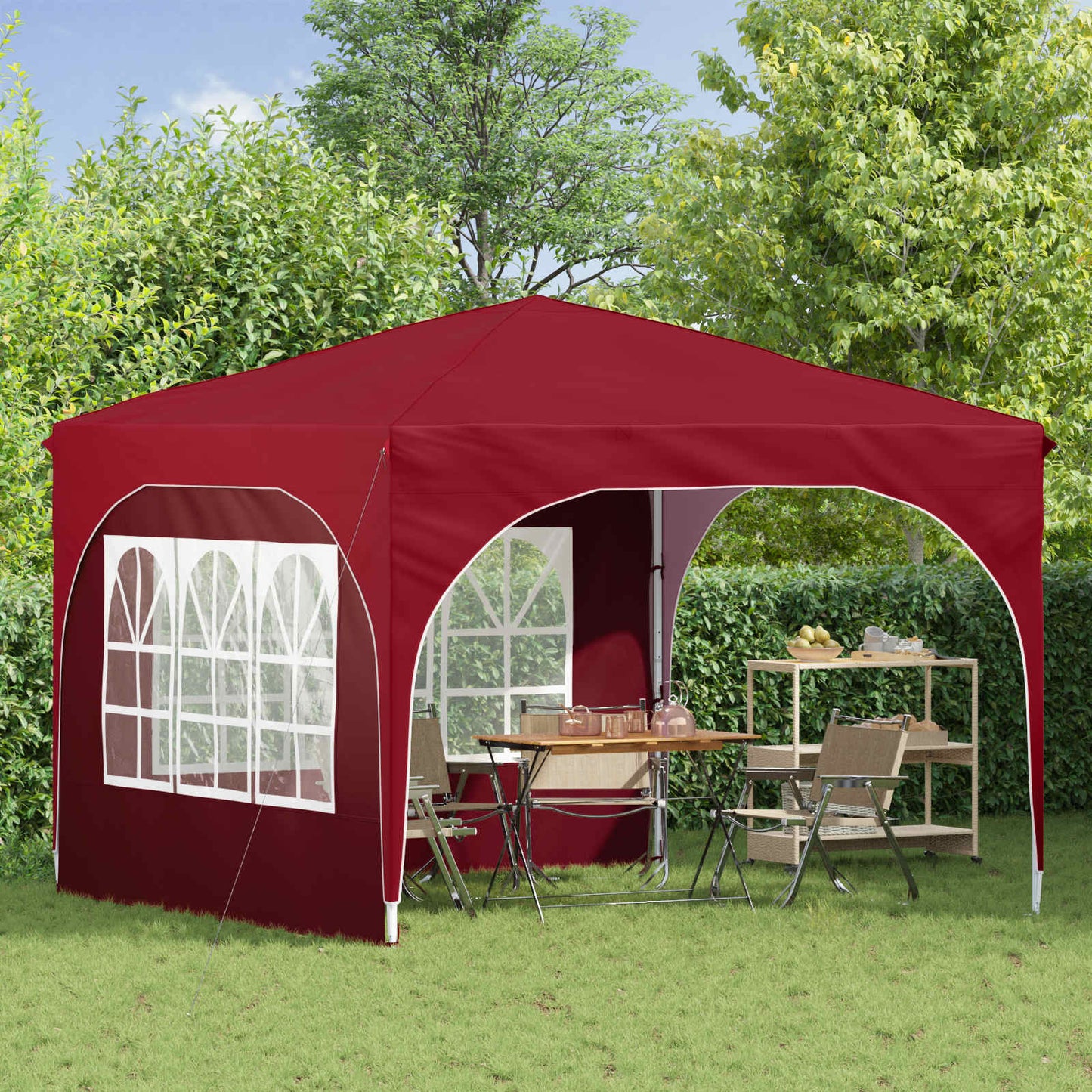 Pop-up Feesttent 290 x 290 x 245 cm Bordeauxrood is nu te koop bij PeponiXL, paradijselijk wonen!