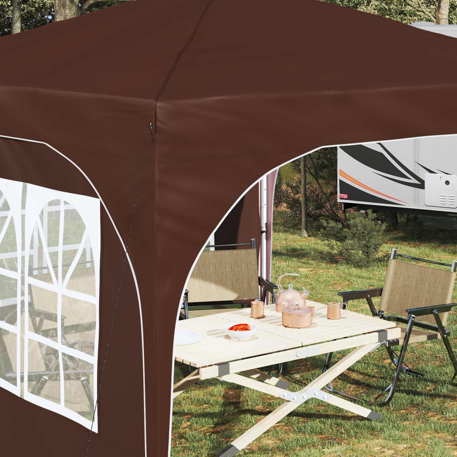 Pop-up Feesttent 290 x 290 x 245 cm Bruin is nu te koop bij PeponiXL, paradijselijk wonen!