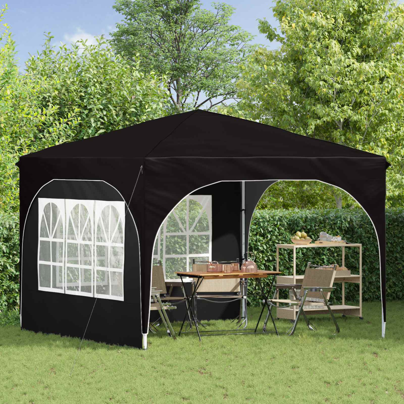 Pop-up Feesttent 290 x 290 x 245 cm Zwart is nu te koop bij PeponiXL, paradijselijk wonen!