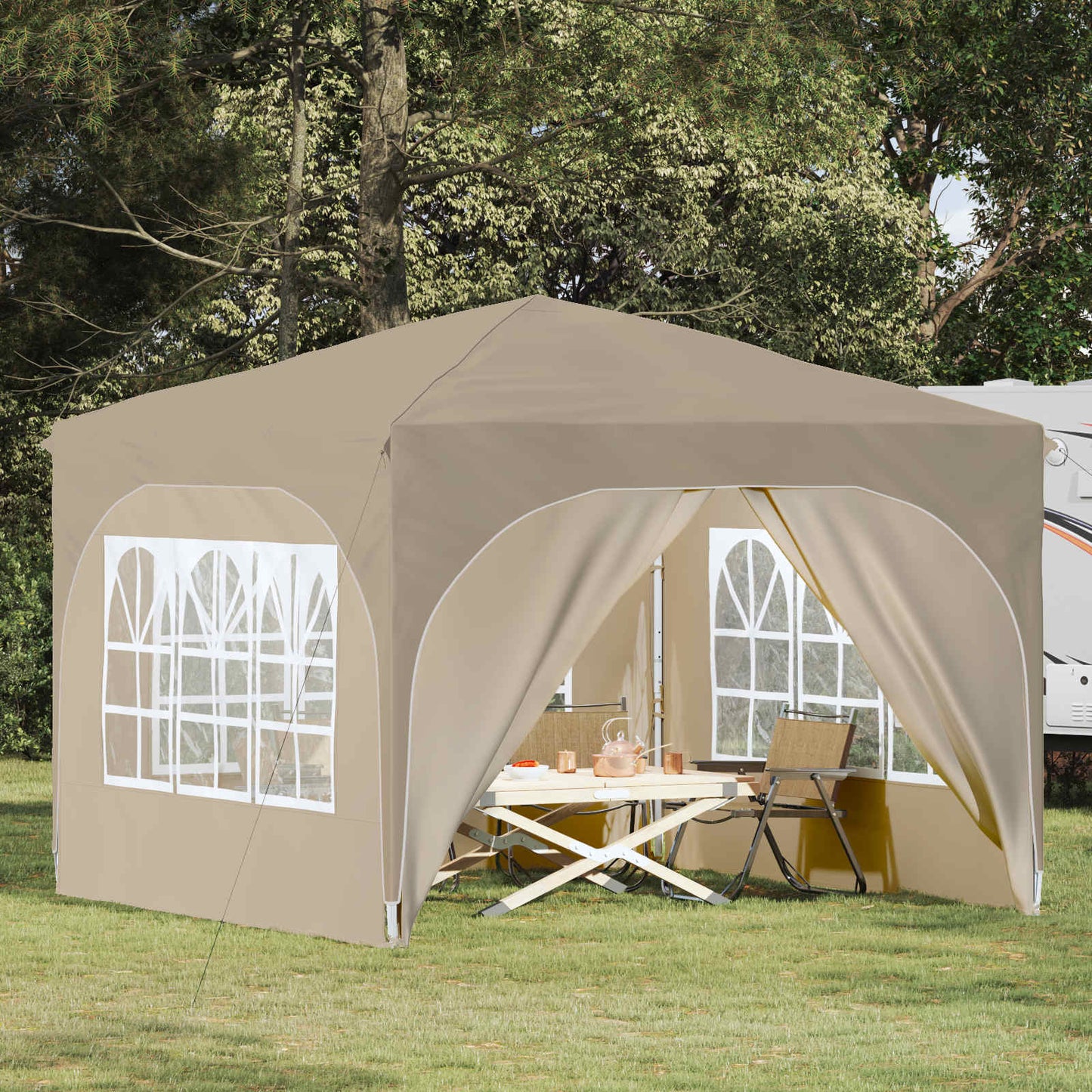 Pop-up Feesttent 290 x 290 x 245 cm Crèmekleurig is nu te koop bij PeponiXL, paradijselijk wonen!