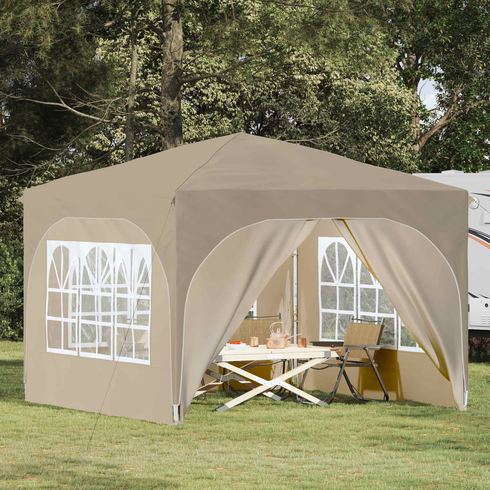Pop-up Feesttent 290 x 290 x 245 cm Crèmekleurig is nu te koop bij PeponiXL, paradijselijk wonen!