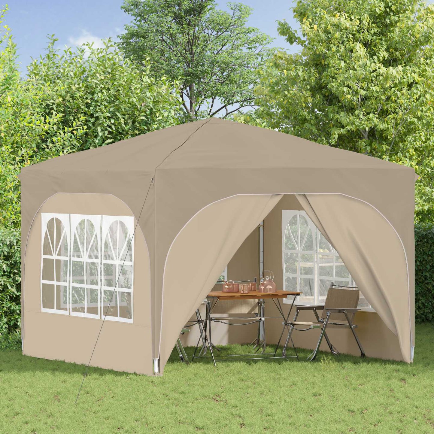 Pop-up Feesttent 290 x 290 x 245 cm Crèmekleurig is nu te koop bij PeponiXL, paradijselijk wonen!