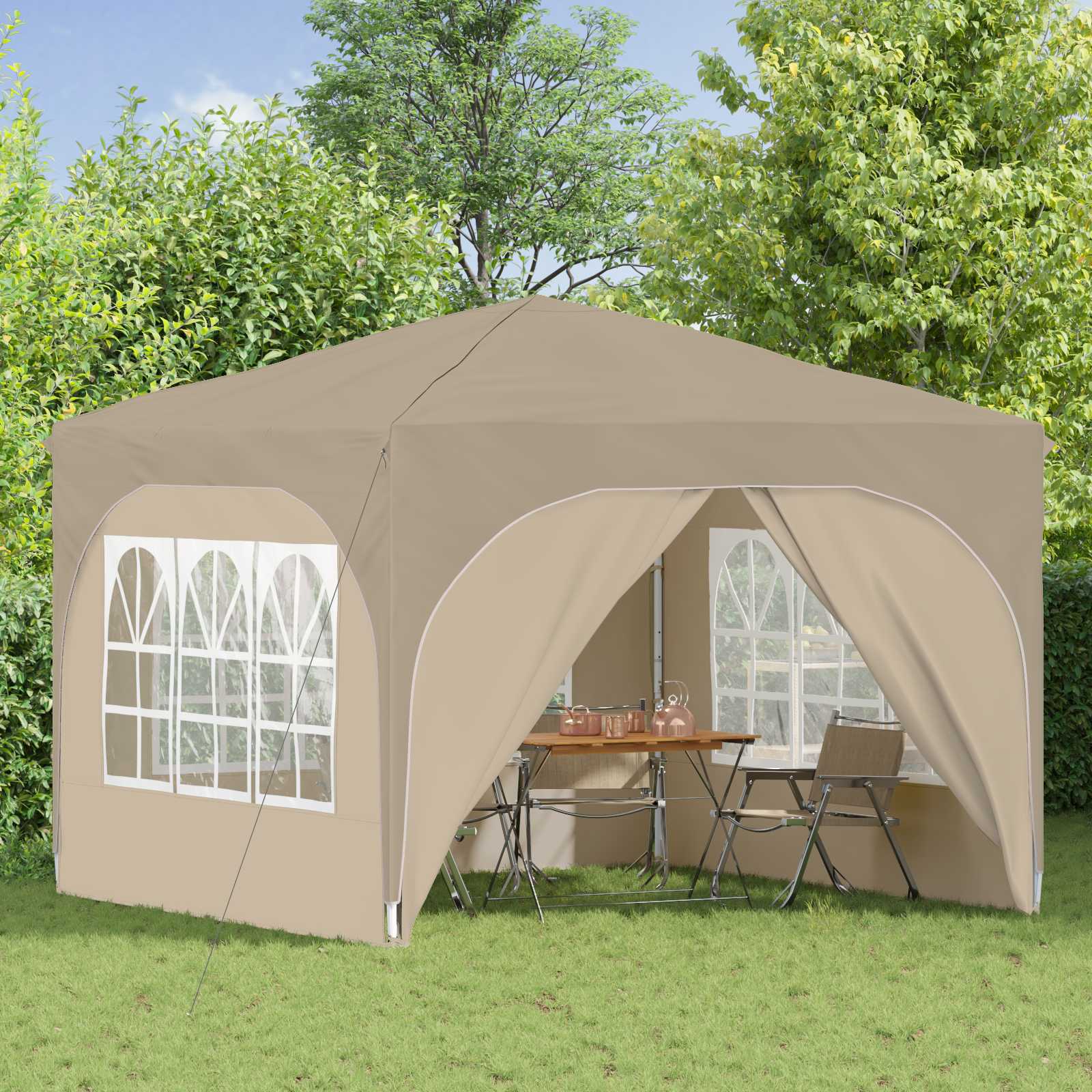 Pop-up Feesttent 290 x 290 x 245 cm Crèmekleurig is nu te koop bij PeponiXL, paradijselijk wonen!