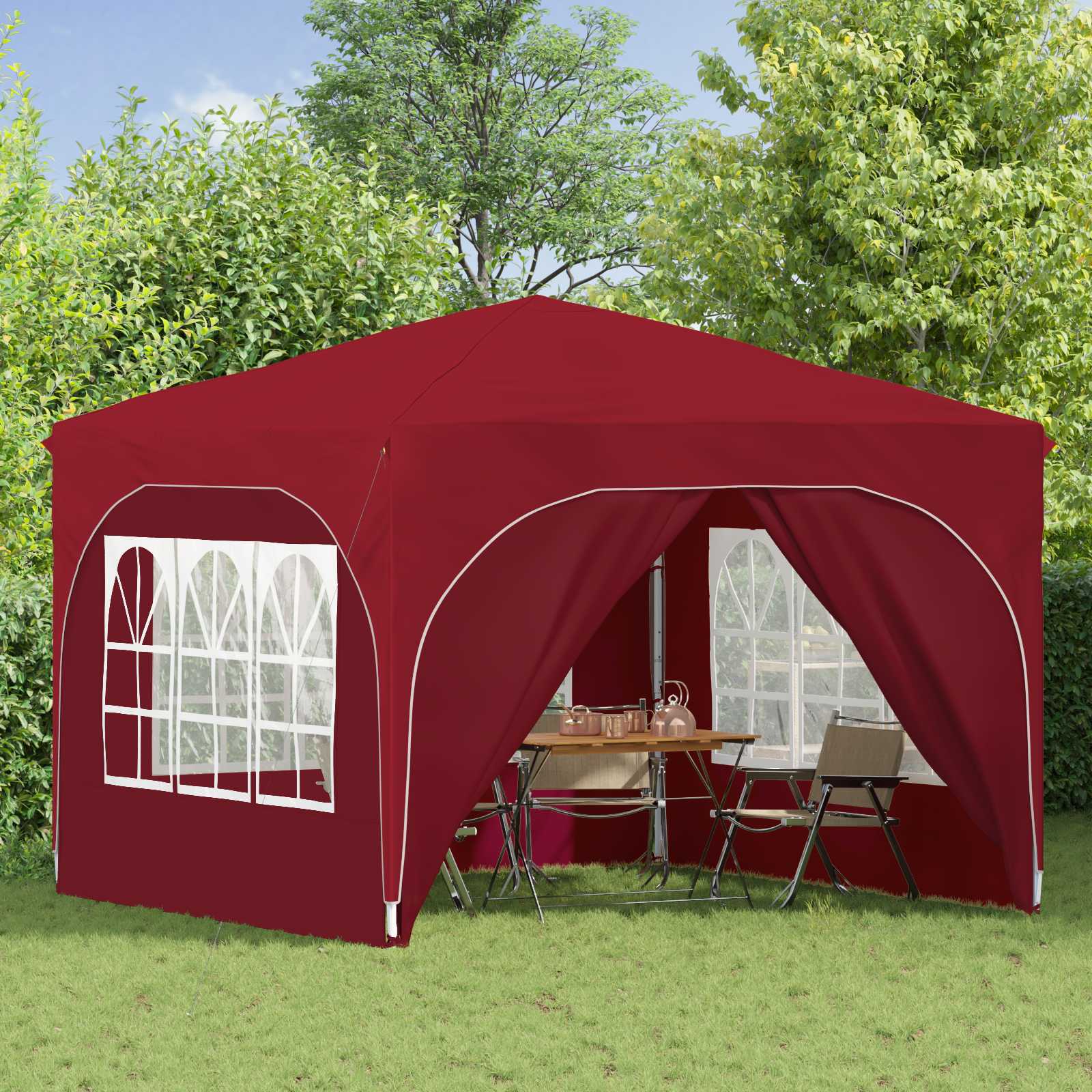 Pop-up Feesttent 290 x 290 x 245 cm Bordeauxrood is nu te koop bij PeponiXL, paradijselijk wonen!