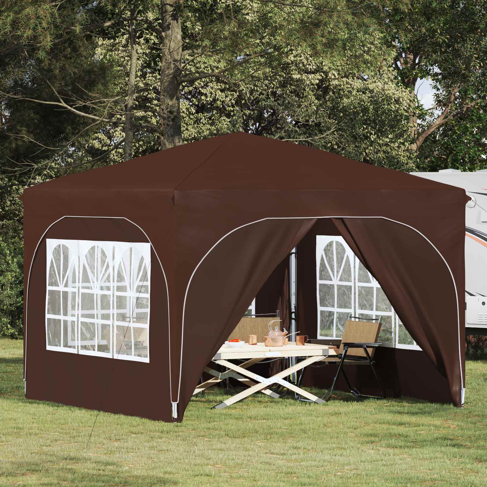 Pop-up Feesttent 290 x 290 x 245 cm Bruin is nu te koop bij PeponiXL, paradijselijk wonen!