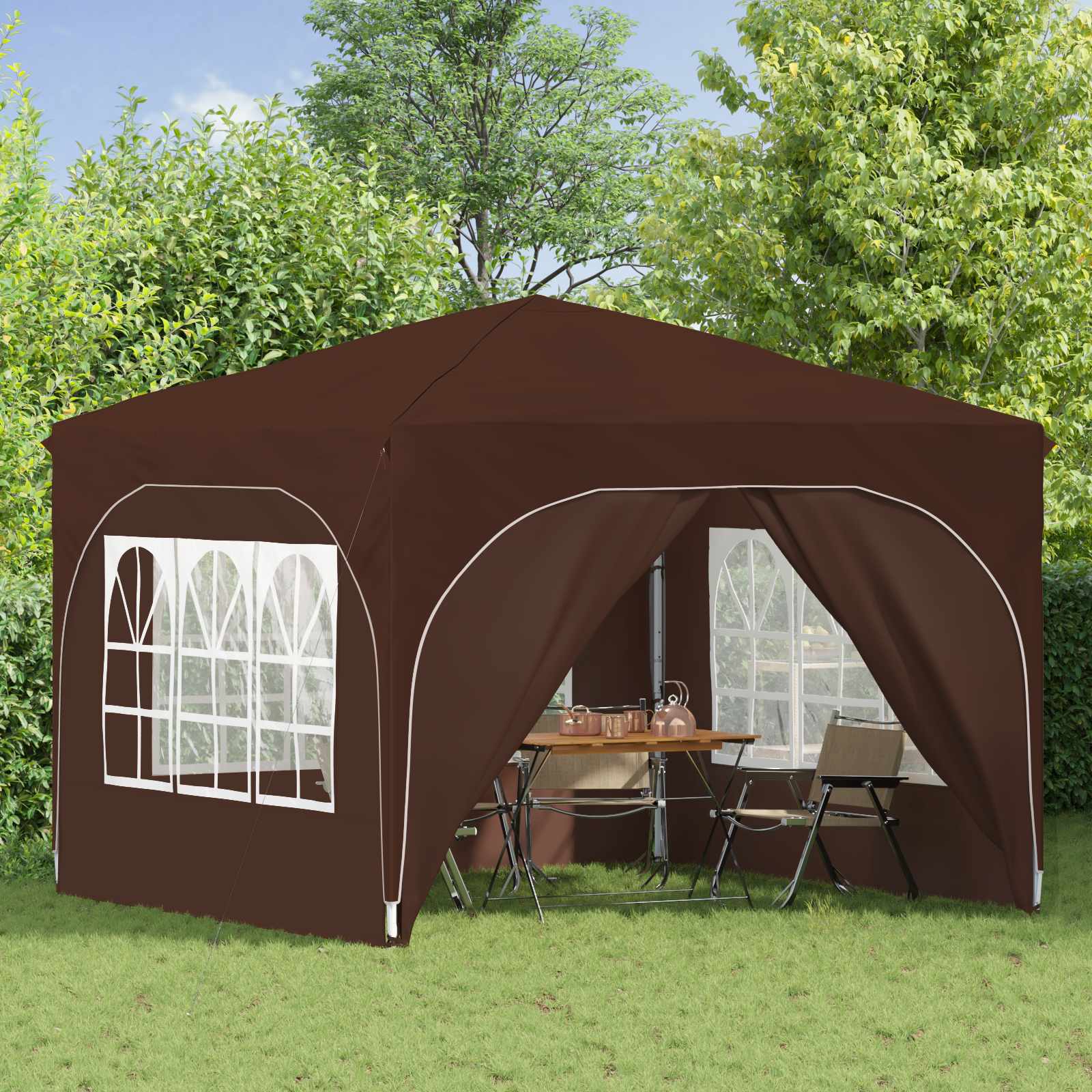 Pop-up Feesttent 290 x 290 x 245 cm Bruin is nu te koop bij PeponiXL, paradijselijk wonen!