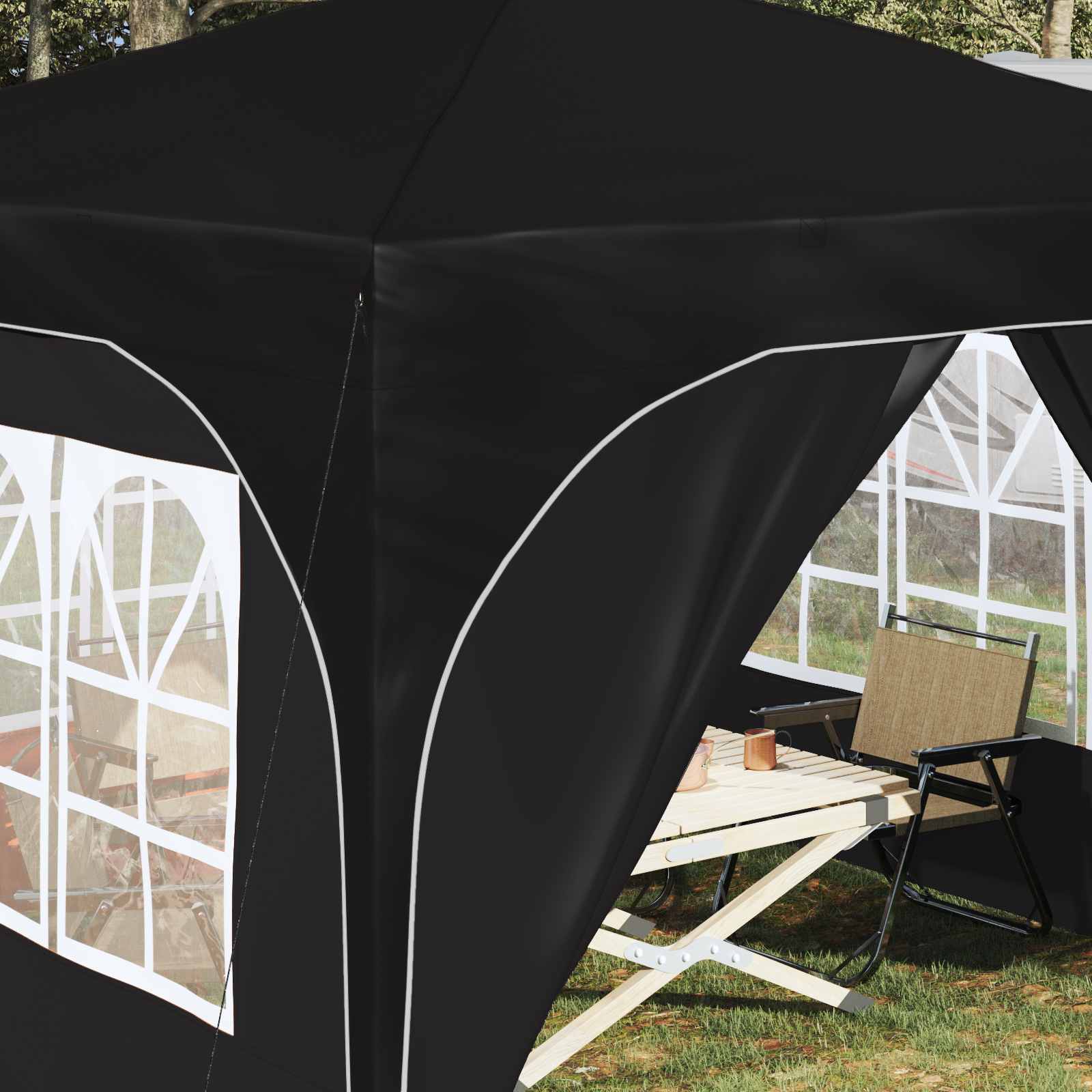 Pop-up Feesttent 290 x 290 x 245 cm Zwart is nu te koop bij PeponiXL, paradijselijk wonen!
