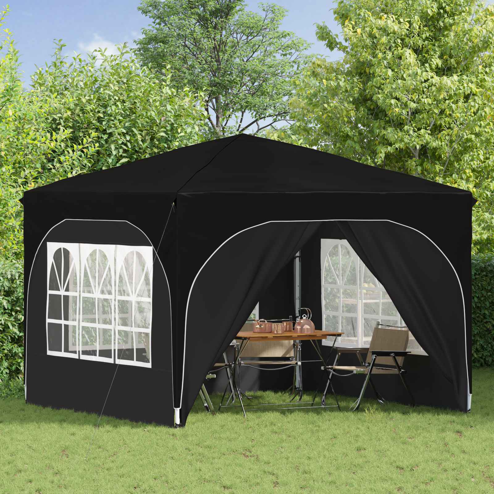 Pop-up Feesttent 290 x 290 x 245 cm Zwart is nu te koop bij PeponiXL, paradijselijk wonen!