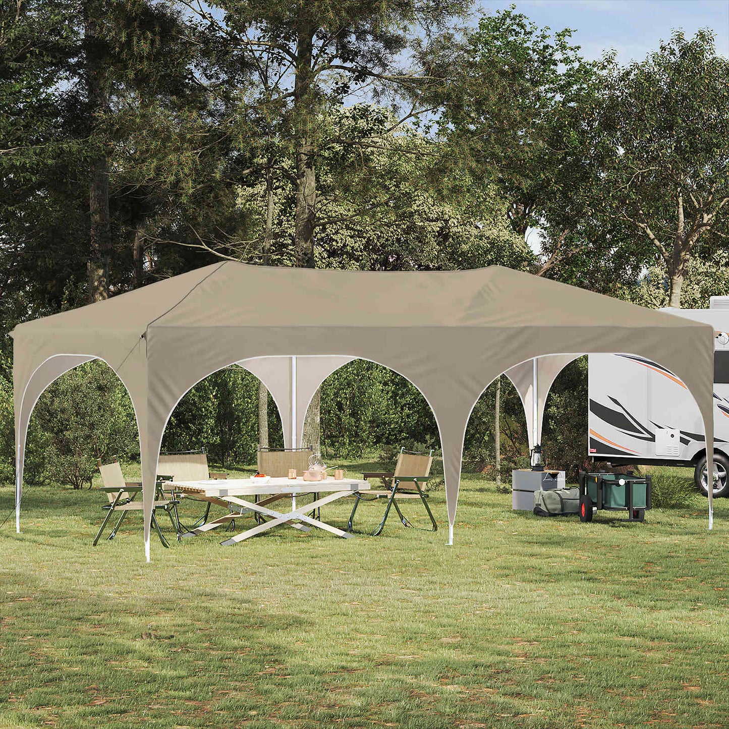 Pop-up Feesttent Crème 575 x 288 x 245 cm Oxford Stof is nu te koop bij PeponiXL, paradijselijk wonen!