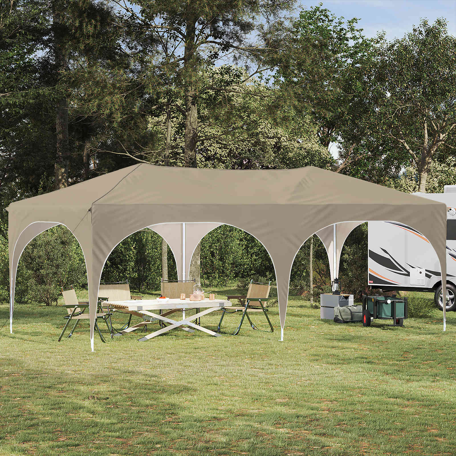 Pop-up Feesttent Crème 575 x 288 x 245 cm Oxford Stof is nu te koop bij PeponiXL, paradijselijk wonen!