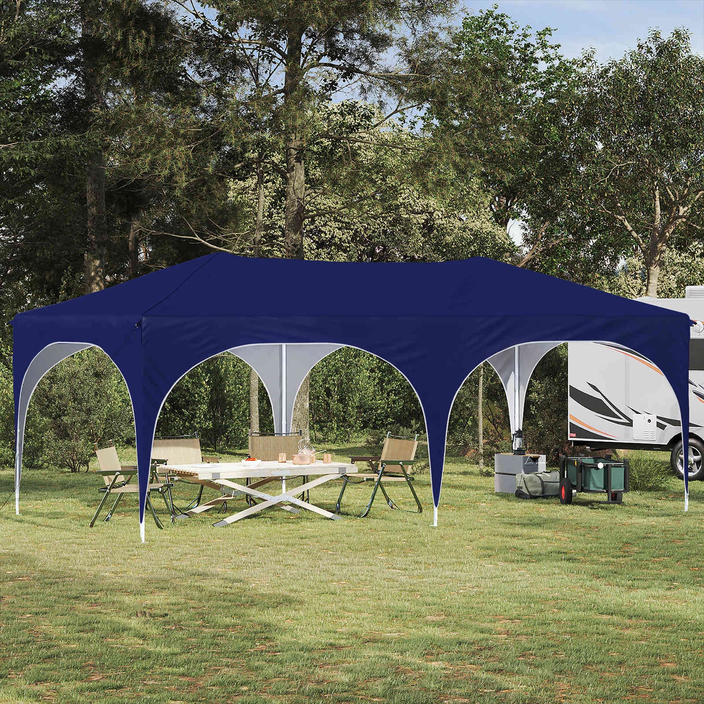 Pop-up Feesttent Blauw 575 x 288 x 245 cm Oxford Stof is nu te koop bij PeponiXL, paradijselijk wonen!