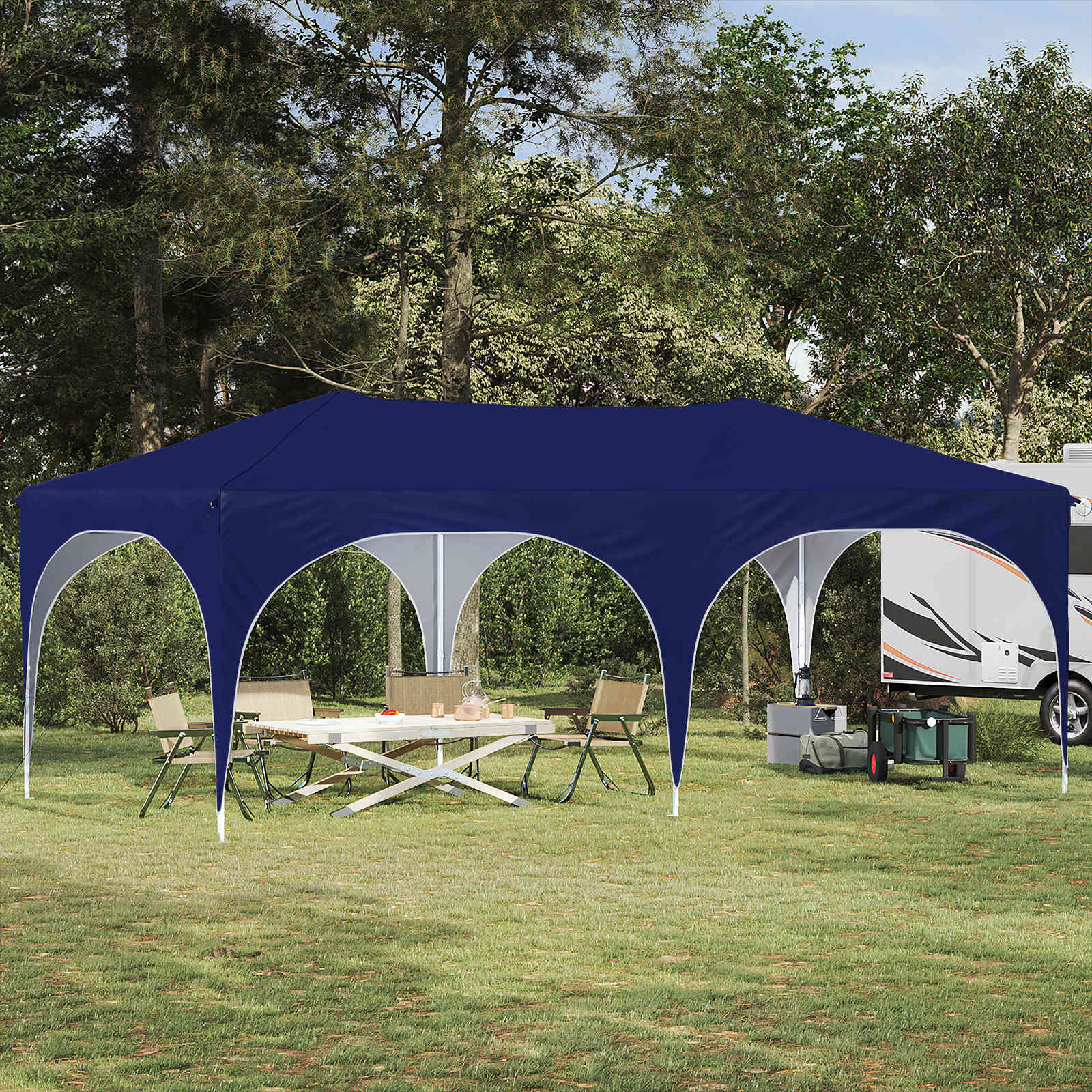 Pop-up Feesttent Blauw 575 x 288 x 245 cm Oxford Stof is nu te koop bij PeponiXL, paradijselijk wonen!