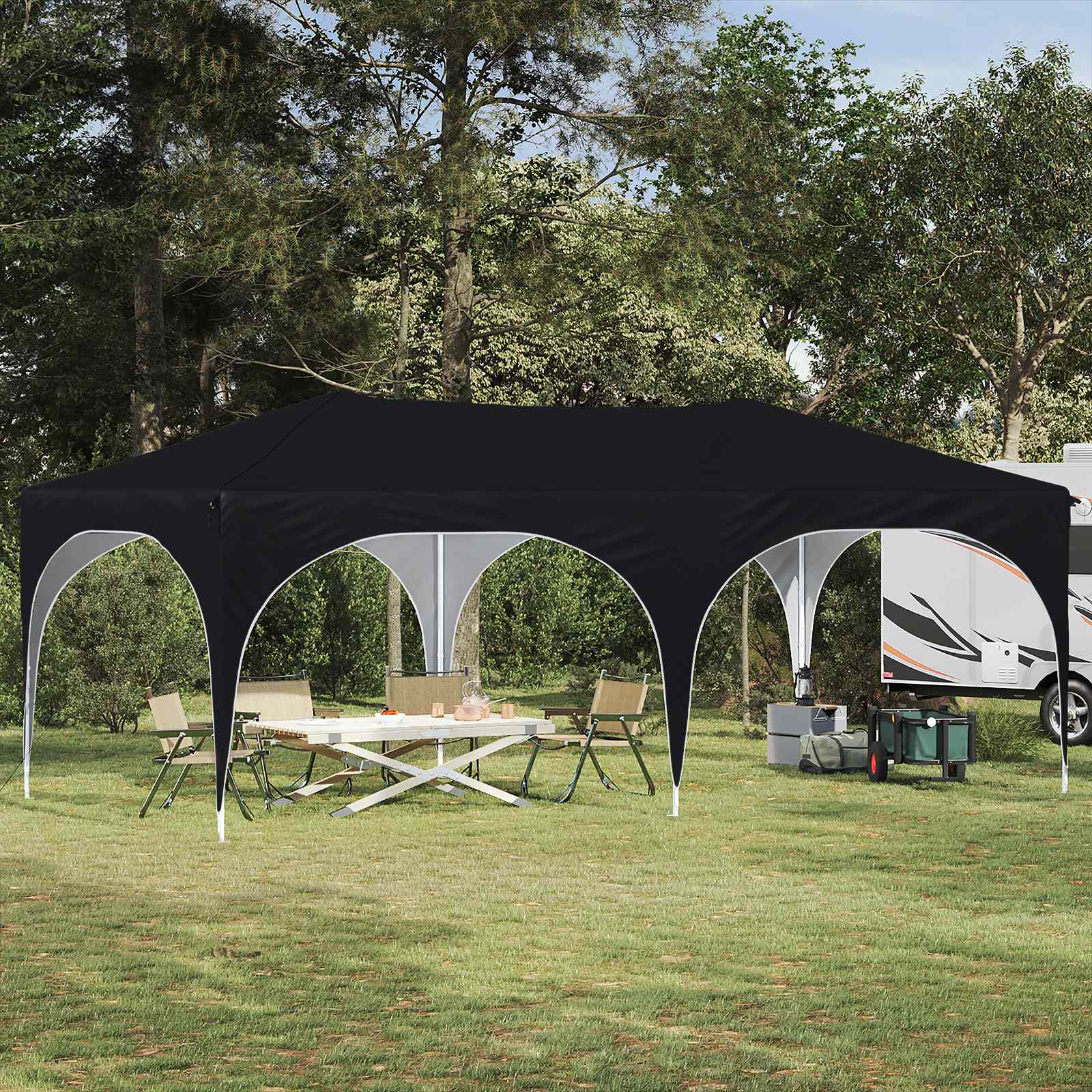Pop-up Feesttent Antraciet 575 x 288 x 245 cm Oxford Stof is nu te koop bij PeponiXL, paradijselijk wonen!