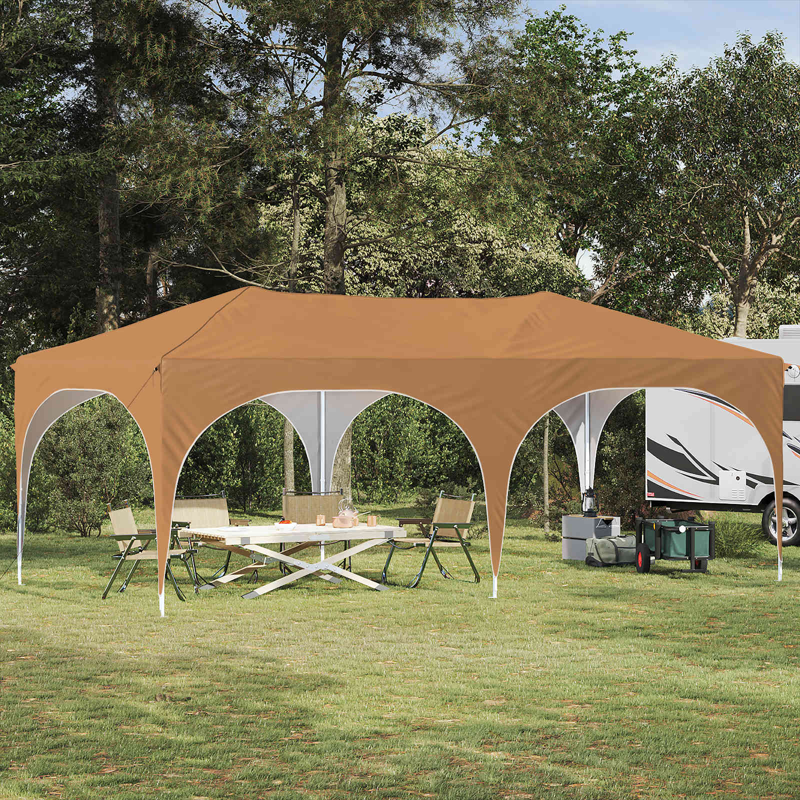 Pop-up Feesttent Beige 575 x 288 x 245 cm Oxford Stof is nu te koop bij PeponiXL, paradijselijk wonen!