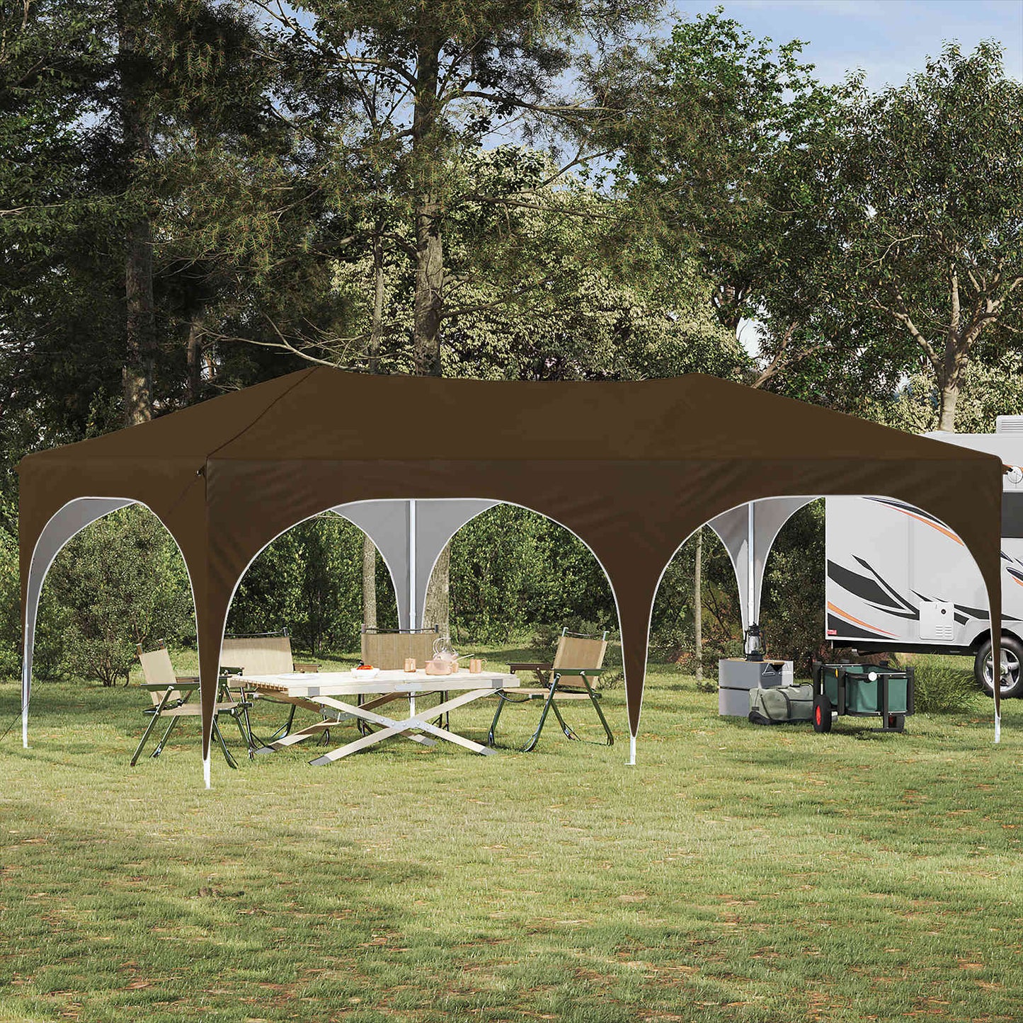 Pop-up Feesttent Taupe 575 x 288 x 245 cm Oxford Stof is nu te koop bij PeponiXL, paradijselijk wonen!