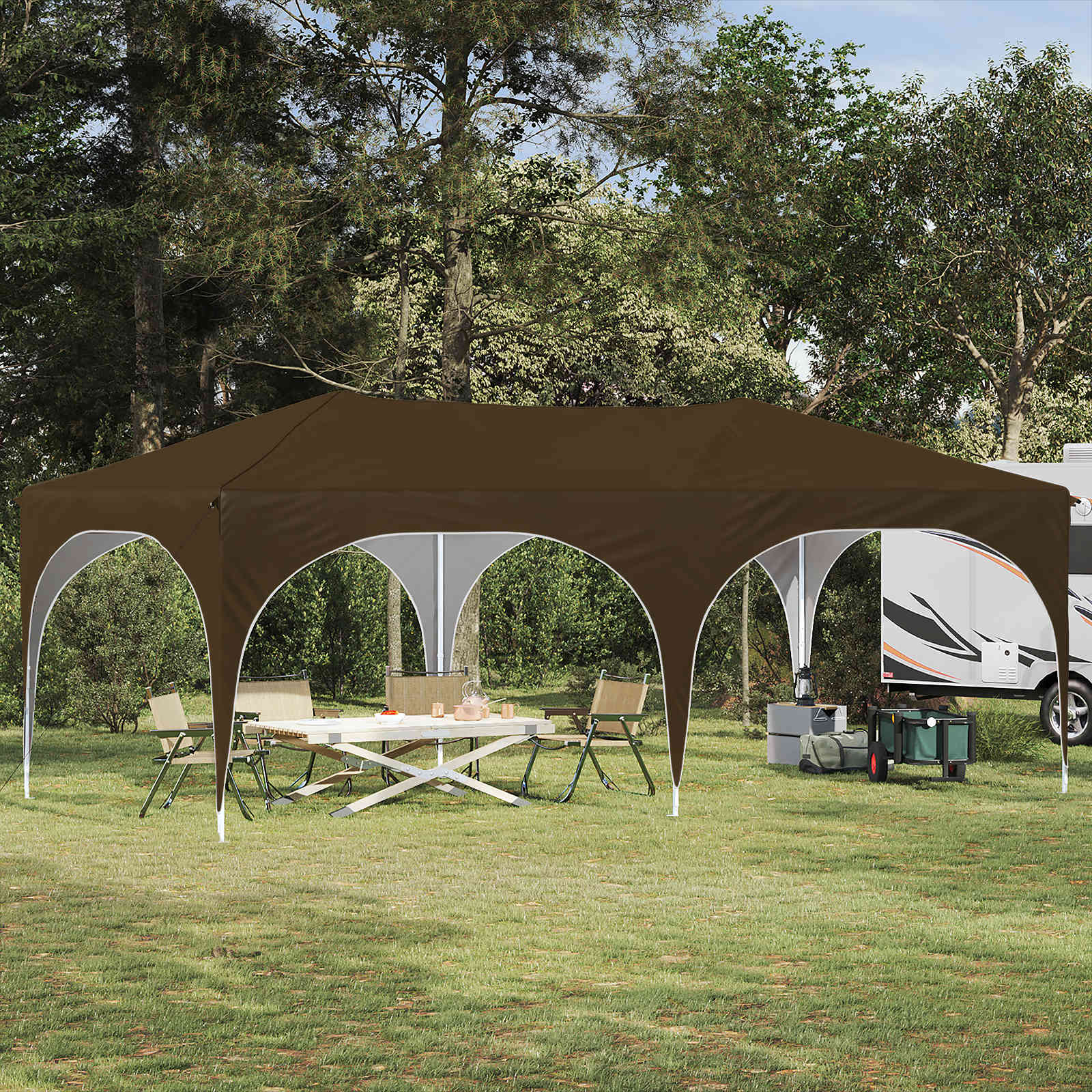 Pop-up Feesttent Taupe 575 x 288 x 245 cm Oxford Stof is nu te koop bij PeponiXL, paradijselijk wonen!
