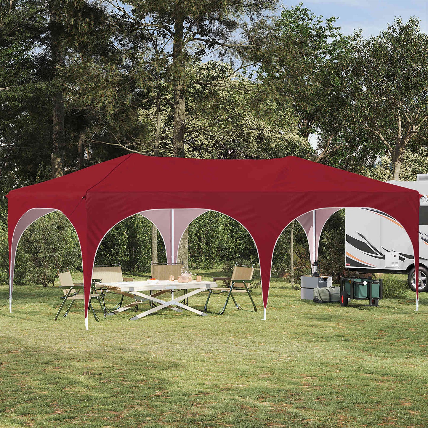 Pop-up Feesttent Bordeauxrood 575 x 288 x 245 cm Oxford Stof is nu te koop bij PeponiXL, paradijselijk wonen!