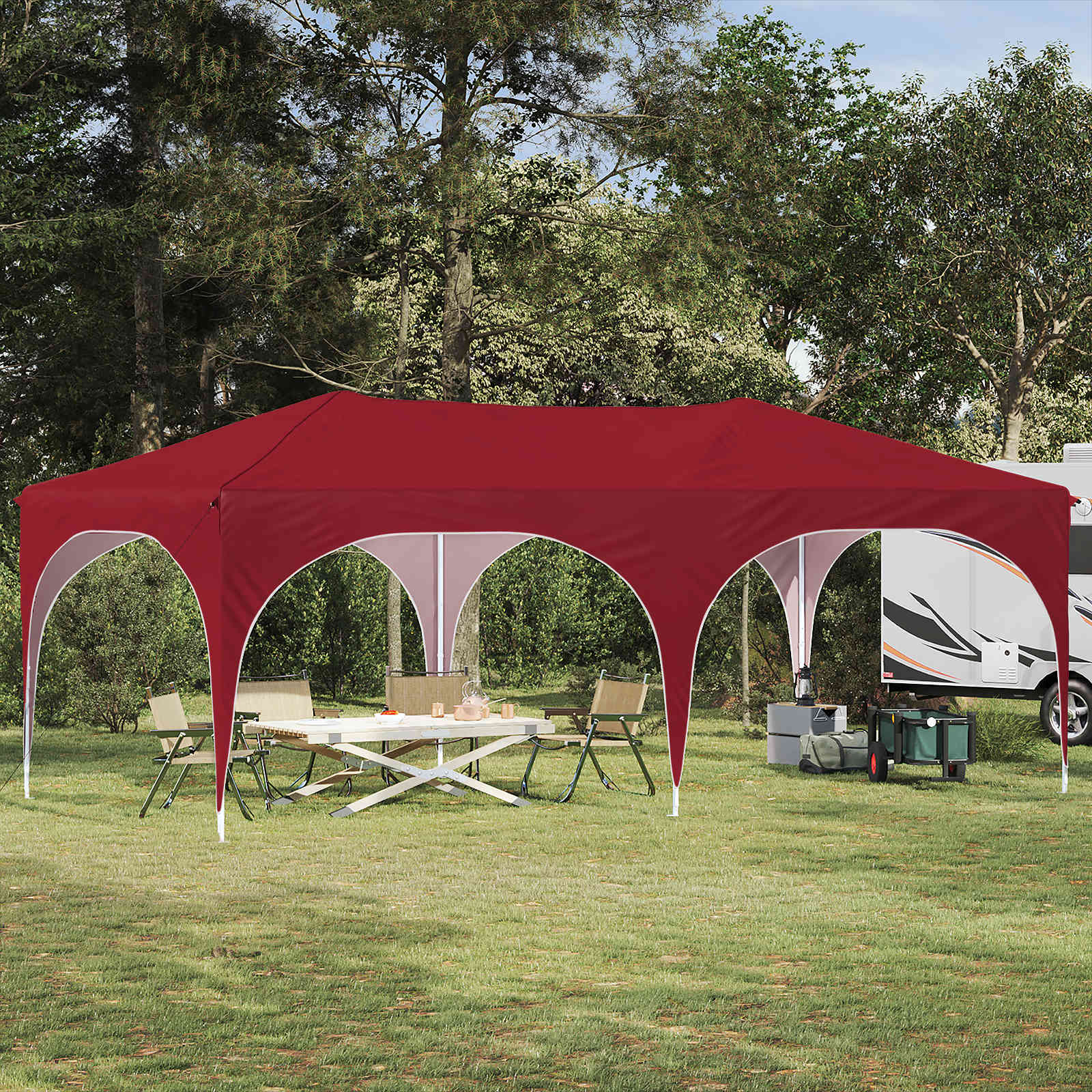 Pop-up Feesttent Bordeauxrood 575 x 288 x 245 cm Oxford Stof is nu te koop bij PeponiXL, paradijselijk wonen!