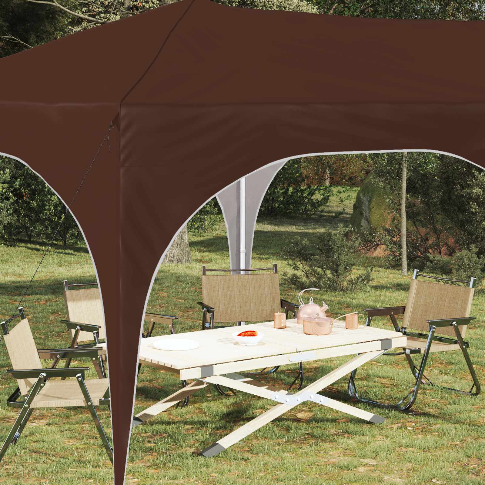 Pop-up Feesttent Bruin 575 x 288 x 245 cm Oxford Stof is nu te koop bij PeponiXL, paradijselijk wonen!