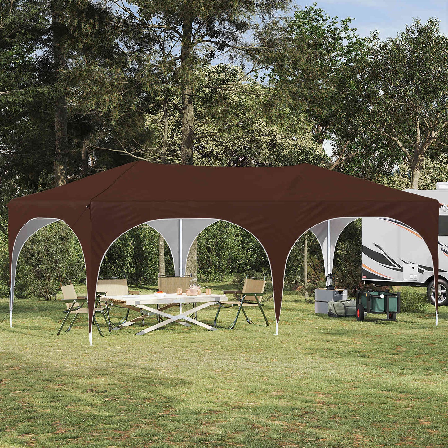 Pop-up Feesttent Bruin 575 x 288 x 245 cm Oxford Stof is nu te koop bij PeponiXL, paradijselijk wonen!