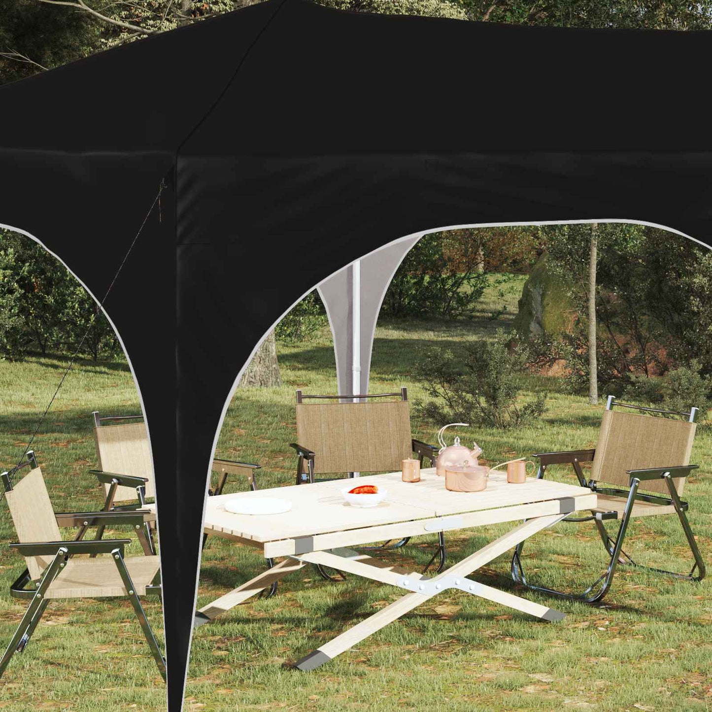 Pop-up Feesttent Zwart 575 x 288 x 245 cm Oxford Stof is nu te koop bij PeponiXL, paradijselijk wonen!