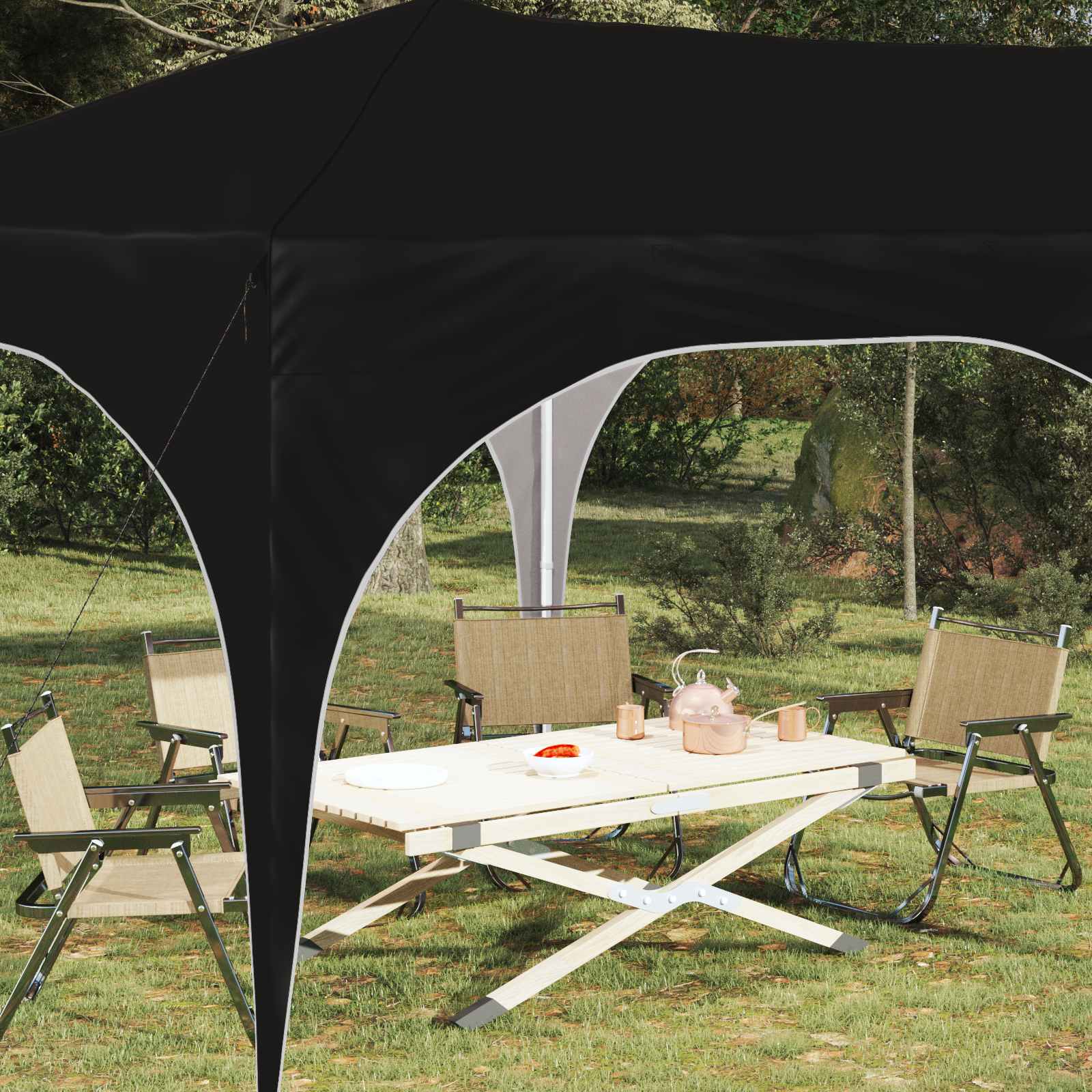 Pop-up Feesttent Zwart 575 x 288 x 245 cm Oxford Stof is nu te koop bij PeponiXL, paradijselijk wonen!