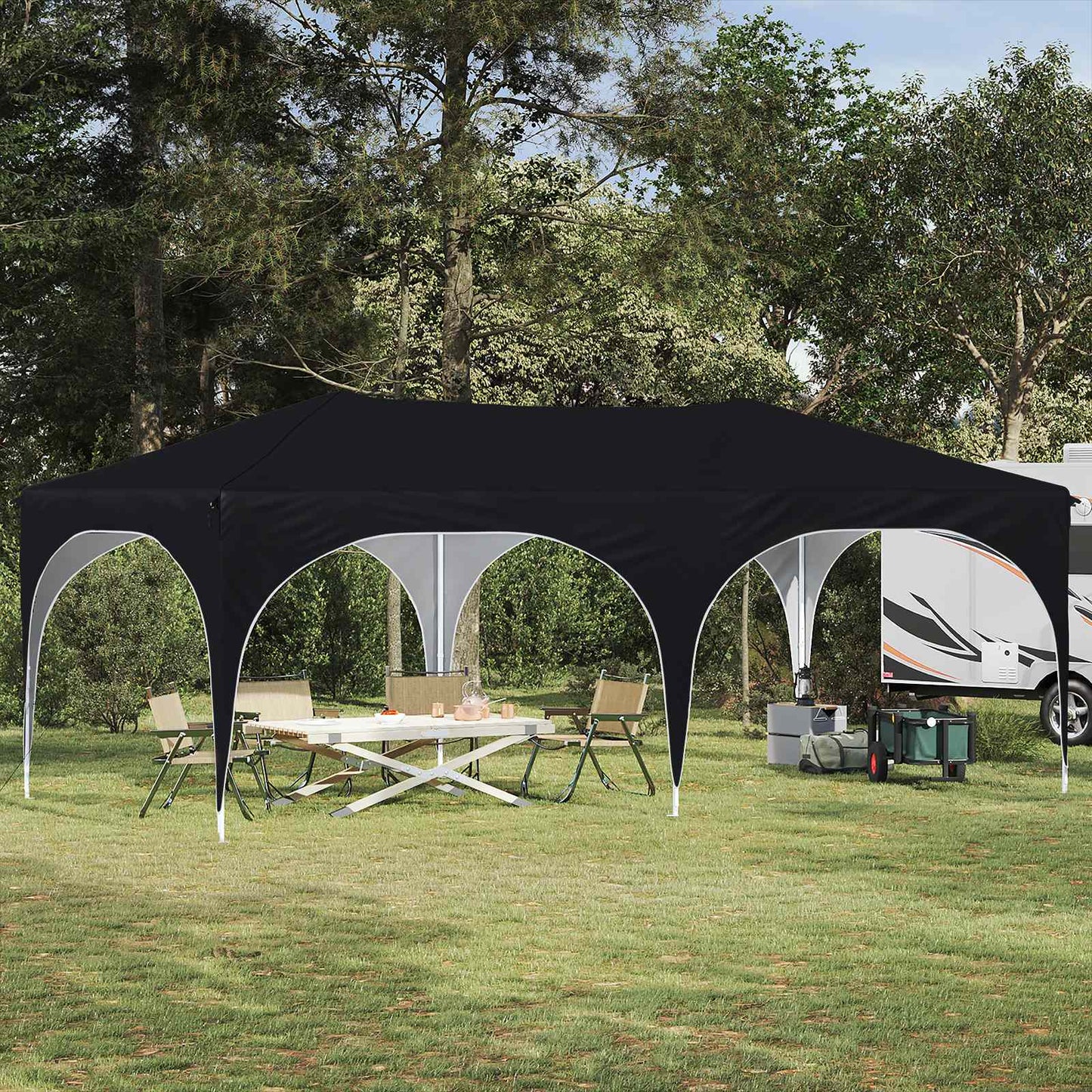 Pop-up Feesttent Zwart 575 x 288 x 245 cm Oxford Stof is nu te koop bij PeponiXL, paradijselijk wonen!