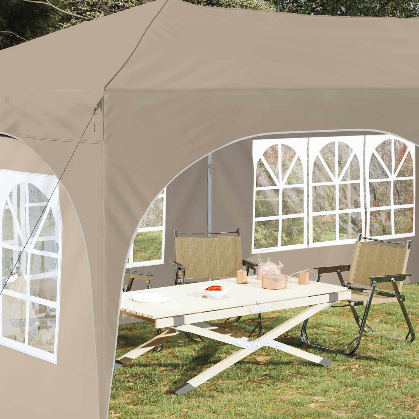 Pop-up Feesttent Crème 575 x 288 x 245 cm Oxford Stof is nu te koop bij PeponiXL, paradijselijk wonen!
