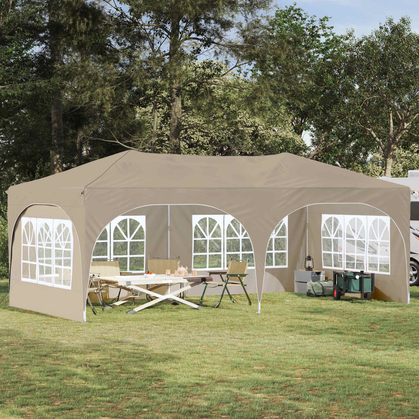 Pop-up Feesttent Crème 575 x 288 x 245 cm Oxford Stof is nu te koop bij PeponiXL, paradijselijk wonen!