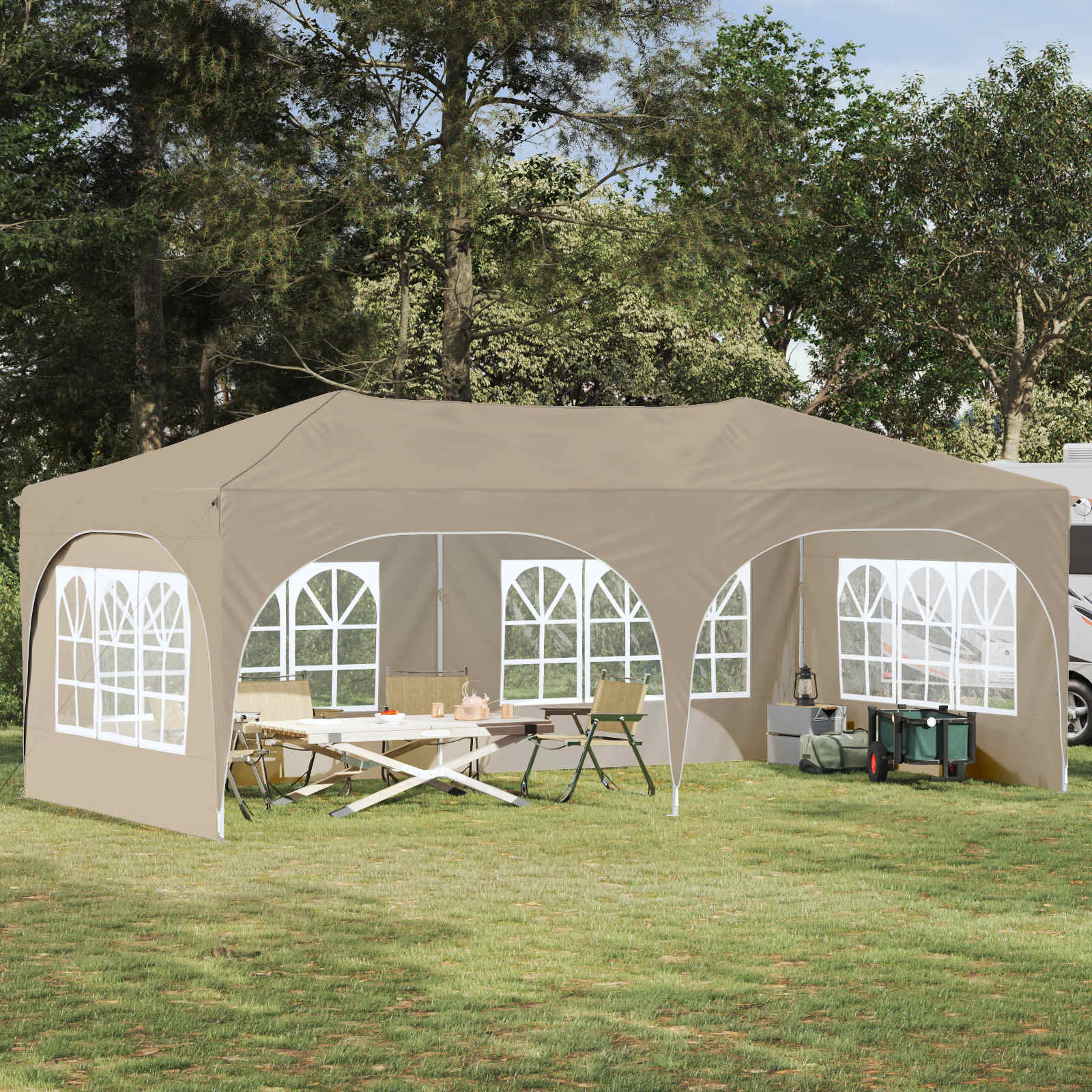 Pop-up Feesttent Crème 575 x 288 x 245 cm Oxford Stof is nu te koop bij PeponiXL, paradijselijk wonen!