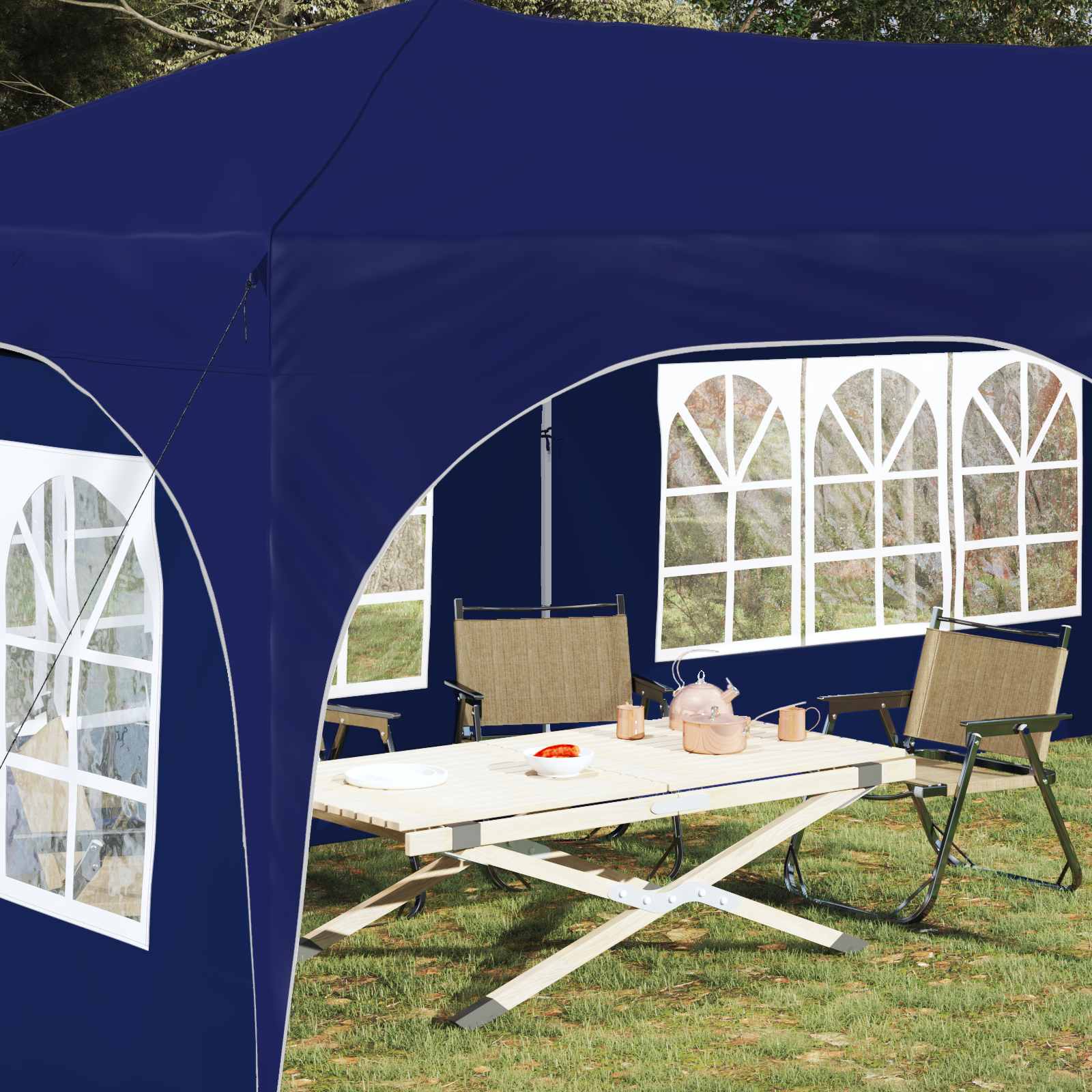Pop-up Feesttent Blauw 575 x 288 x 245 cm Oxford Stof is nu te koop bij PeponiXL, paradijselijk wonen!