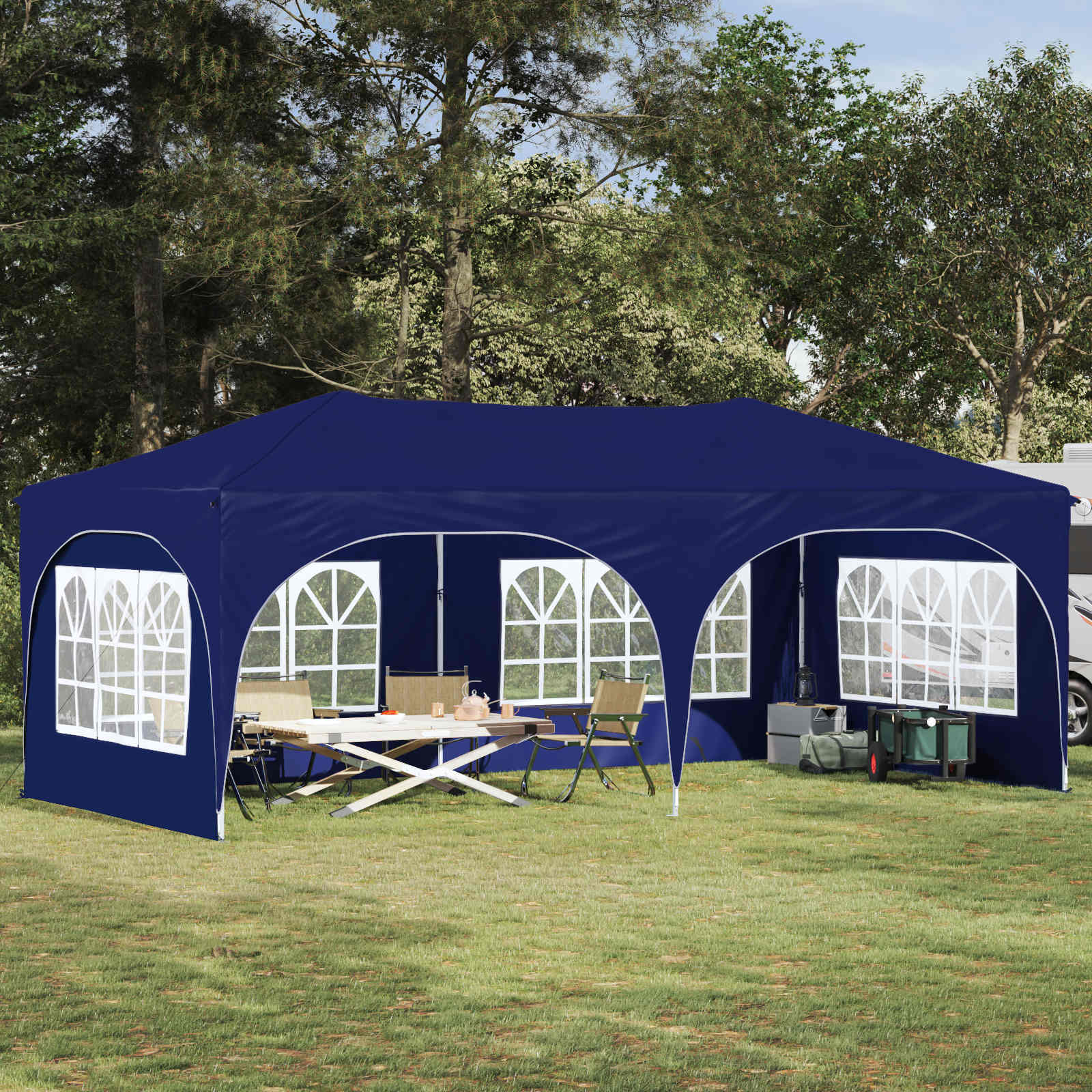 Pop-up Feesttent Blauw 575 x 288 x 245 cm Oxford Stof is nu te koop bij PeponiXL, paradijselijk wonen!