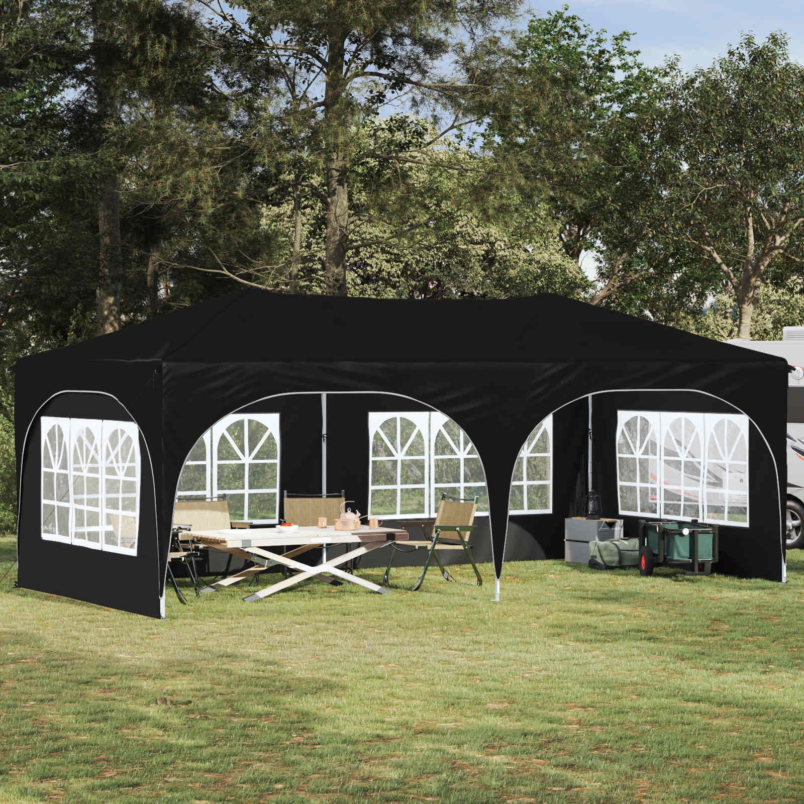Pop-up Feesttent Antraciet 575 x 288 x 245 cm Oxford Stof is nu te koop bij PeponiXL, paradijselijk wonen!