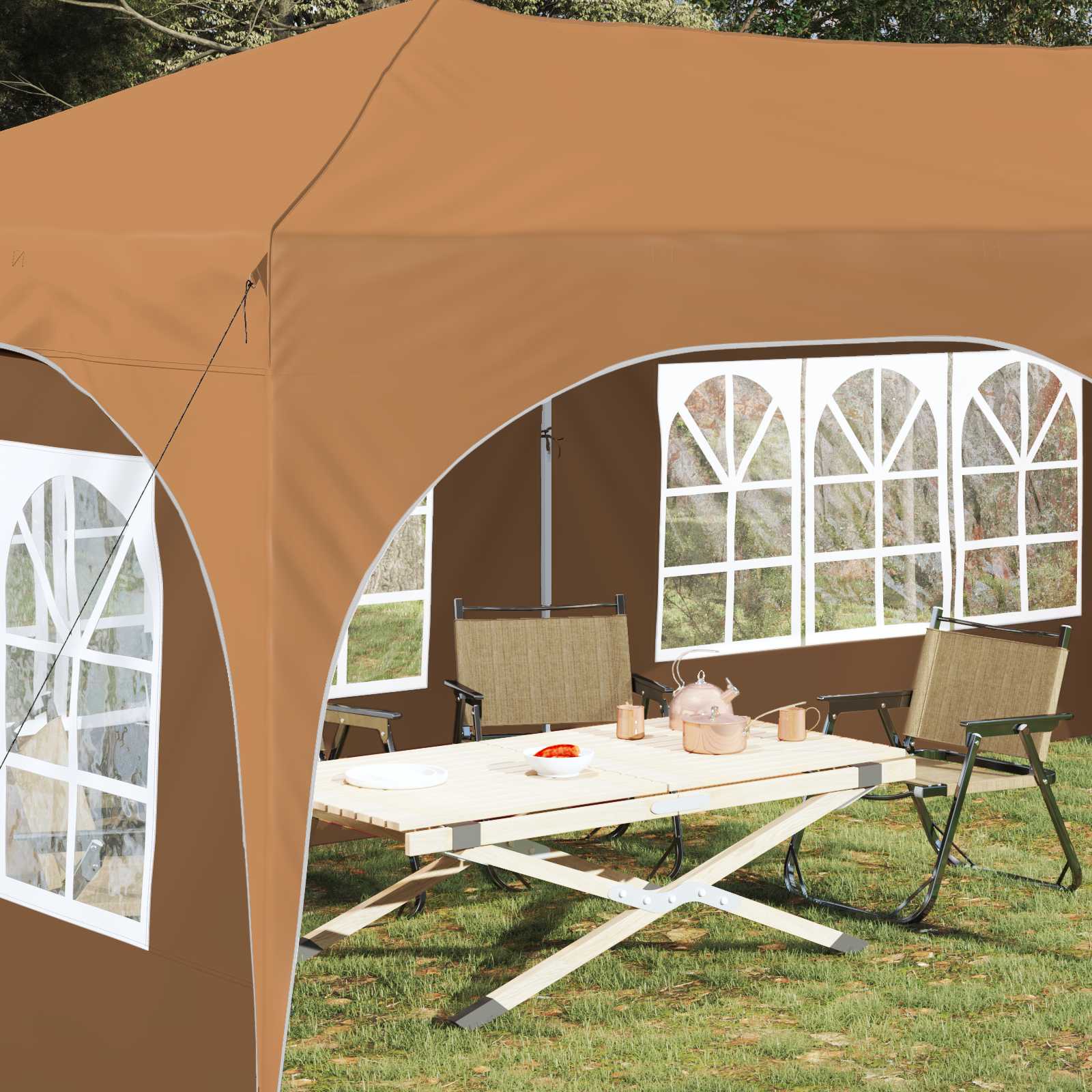 Pop-up Feesttent Beige 575 x 288 x 245 cm Oxford Stof is nu te koop bij PeponiXL, paradijselijk wonen!