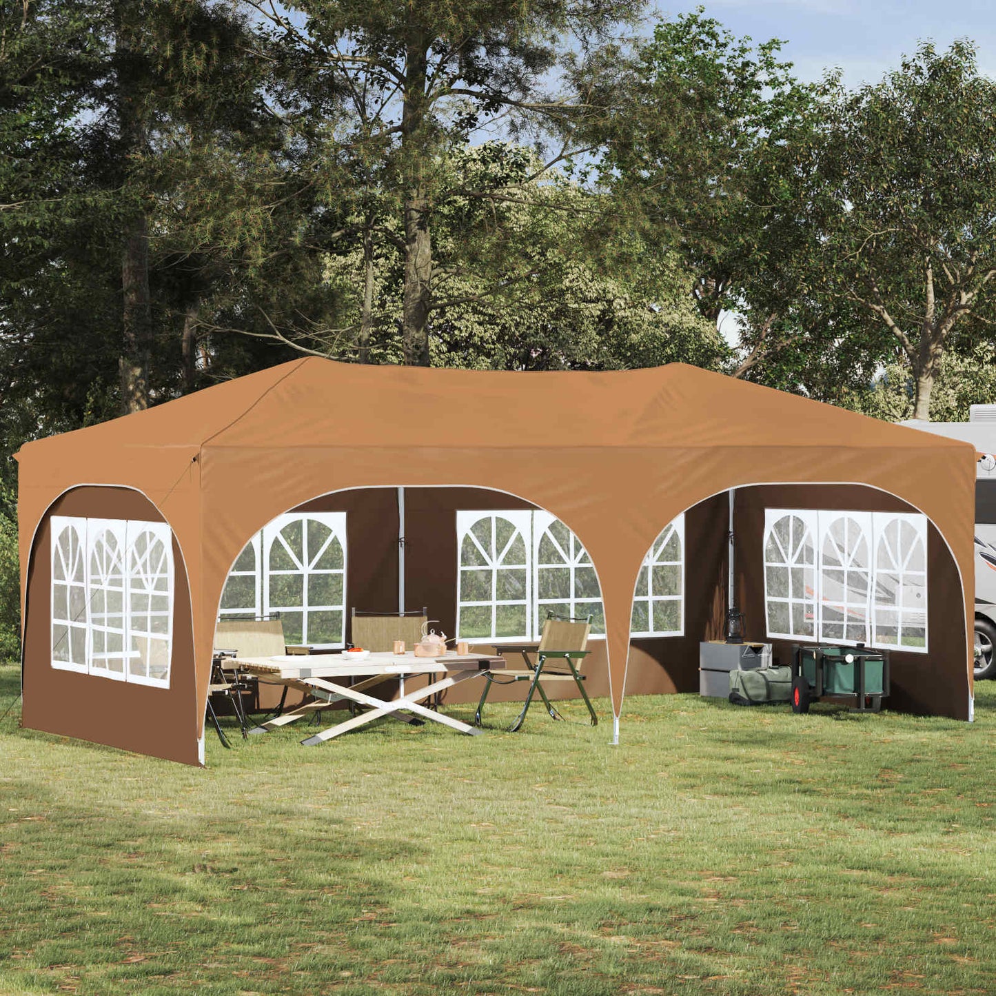 Pop-up Feesttent Beige 575 x 288 x 245 cm Oxford Stof is nu te koop bij PeponiXL, paradijselijk wonen!