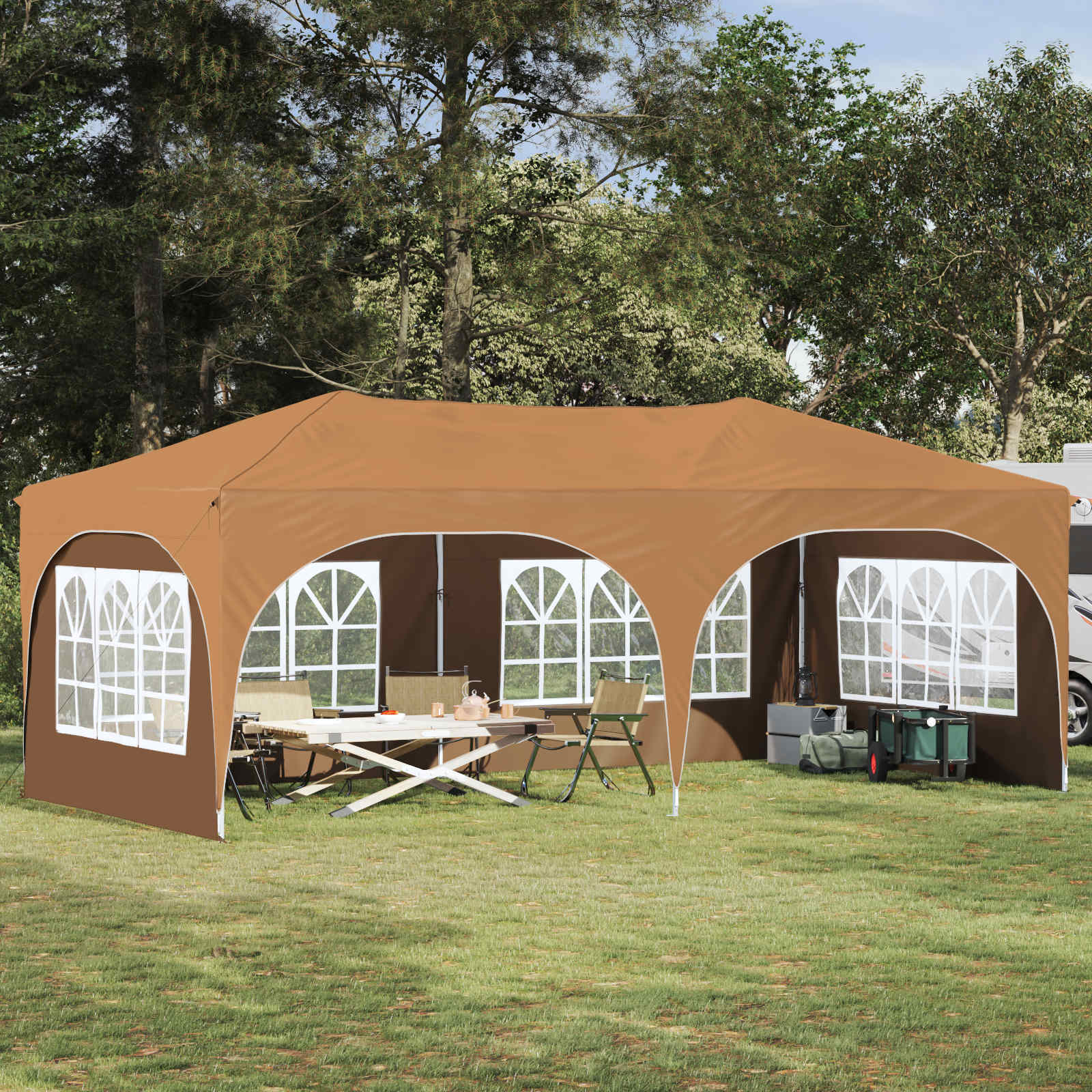 Pop-up Feesttent Beige 575 x 288 x 245 cm Oxford Stof is nu te koop bij PeponiXL, paradijselijk wonen!