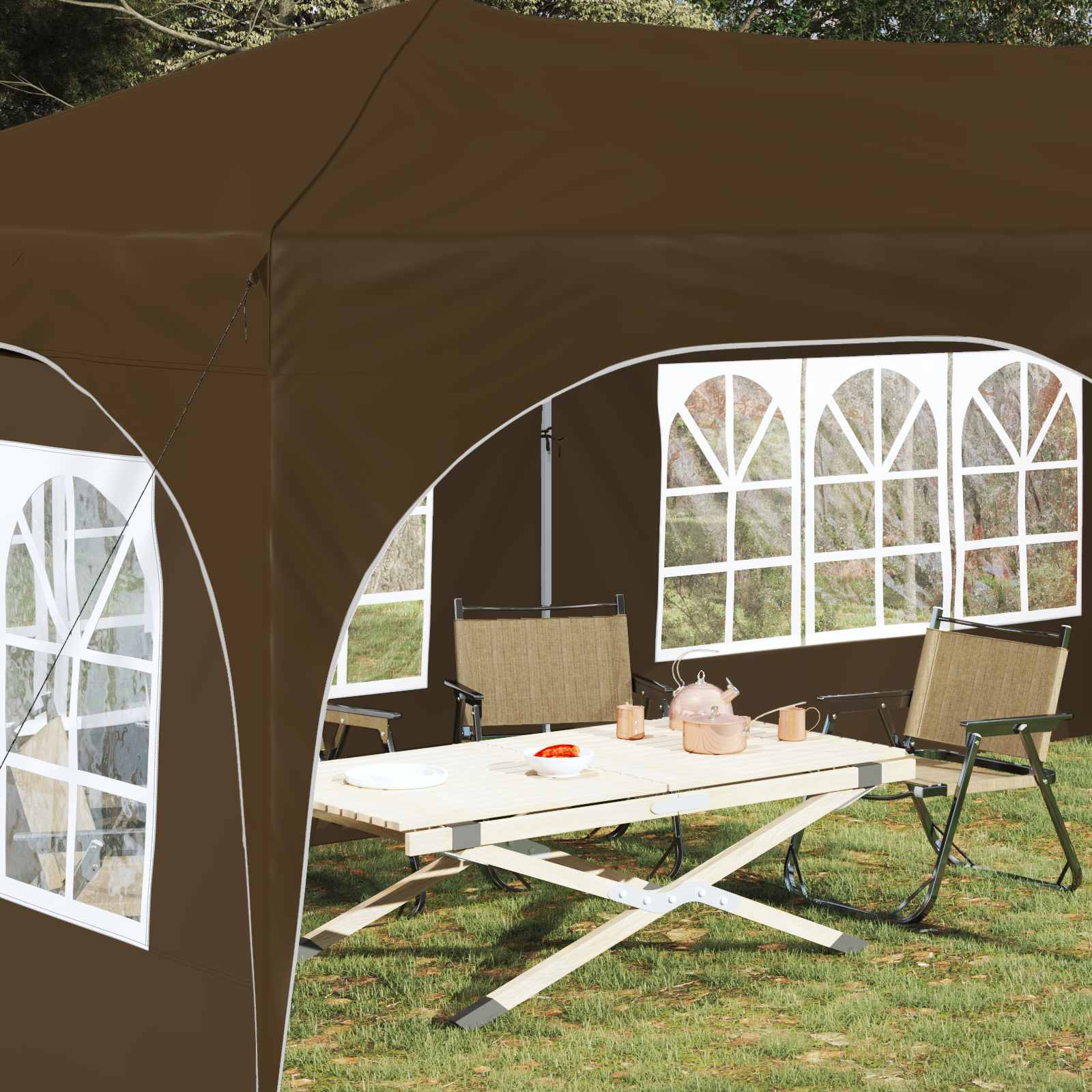 Pop-up Feesttent Taupe 575 x 288 x 245 cm Oxford Stof is nu te koop bij PeponiXL, paradijselijk wonen!