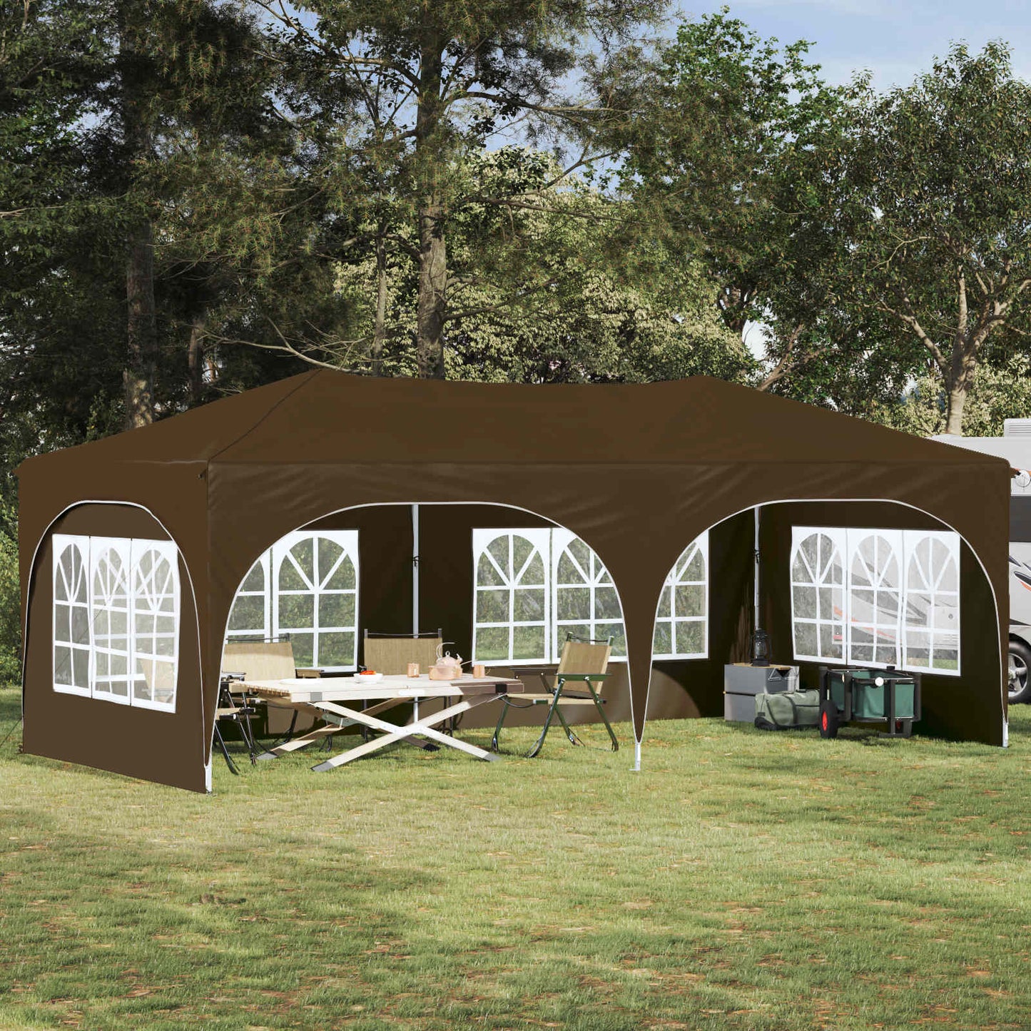 Pop-up Feesttent Taupe 575 x 288 x 245 cm Oxford Stof is nu te koop bij PeponiXL, paradijselijk wonen!