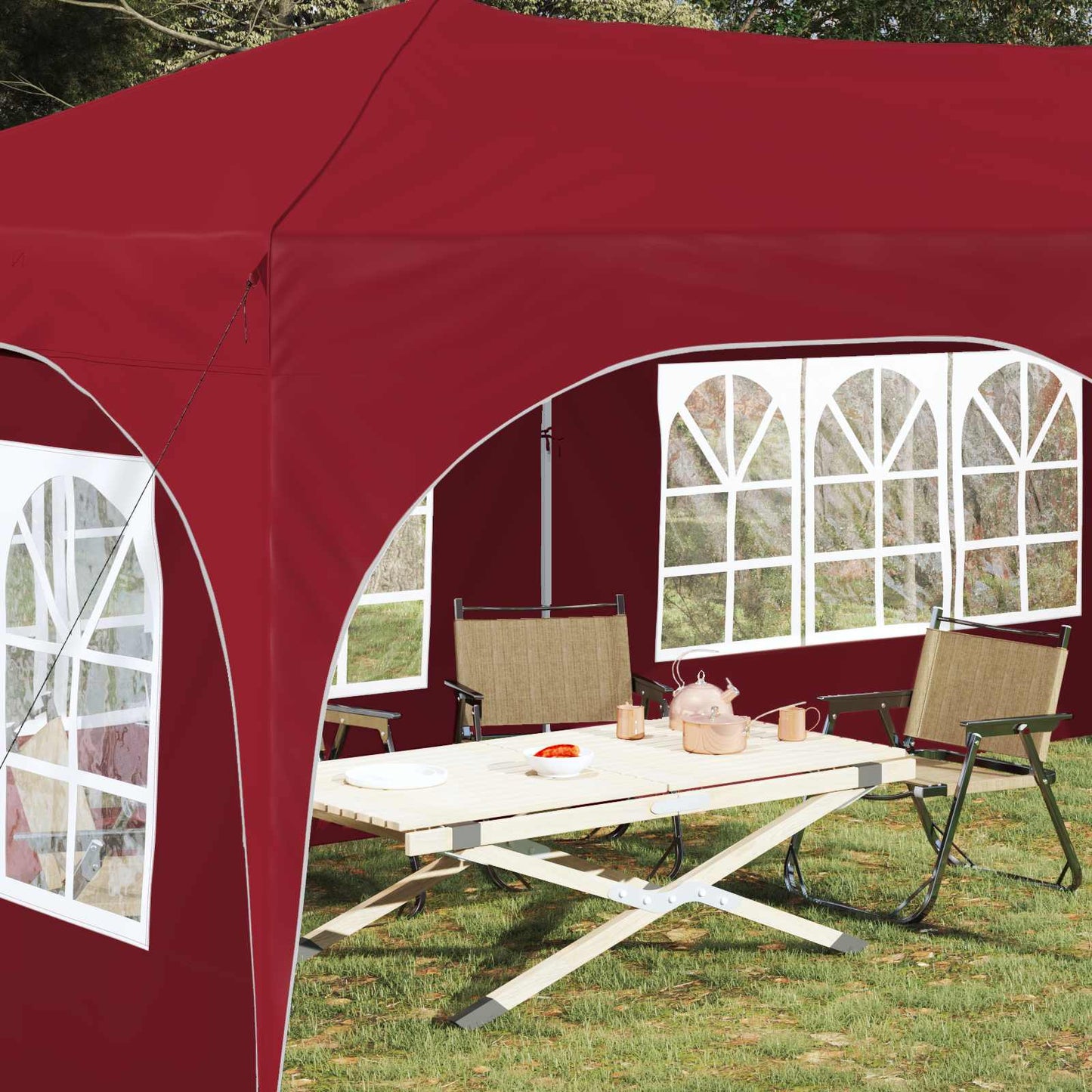 Pop-up Feesttent Bordeauxrood 575 x 288 x 245 cm Oxford Stof is nu te koop bij PeponiXL, paradijselijk wonen!