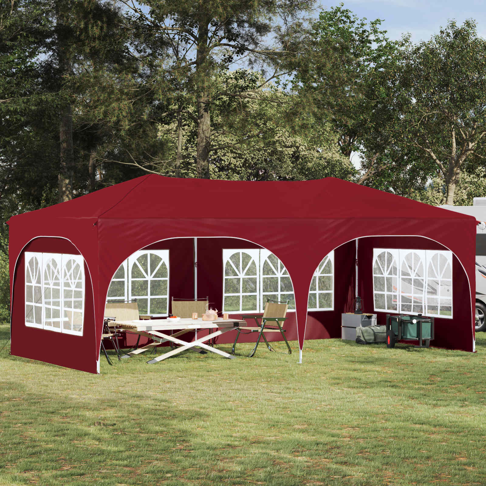 Pop-up Feesttent Bordeauxrood 575 x 288 x 245 cm Oxford Stof is nu te koop bij PeponiXL, paradijselijk wonen!