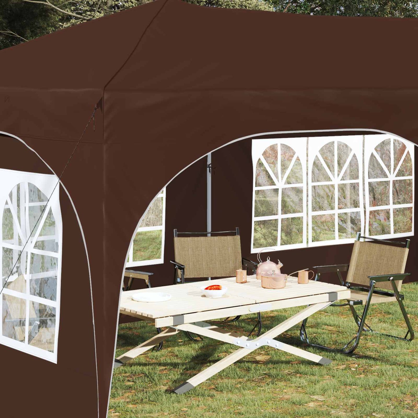 Pop-up Feesttent Bruin 575 x 288 x 245 cm Oxford Stof is nu te koop bij PeponiXL, paradijselijk wonen!