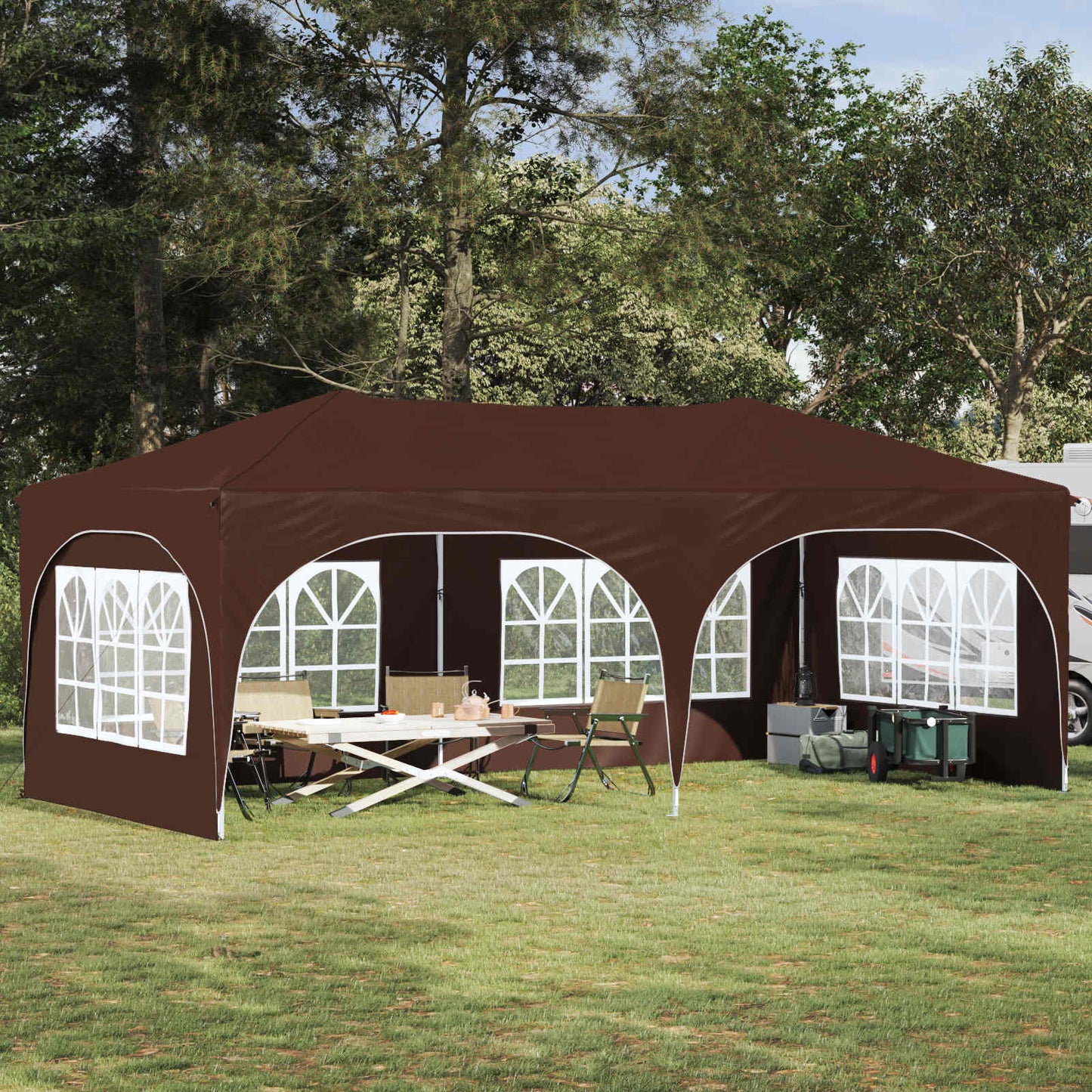 Pop-up Feesttent Bruin 575 x 288 x 245 cm Oxford Stof is nu te koop bij PeponiXL, paradijselijk wonen!