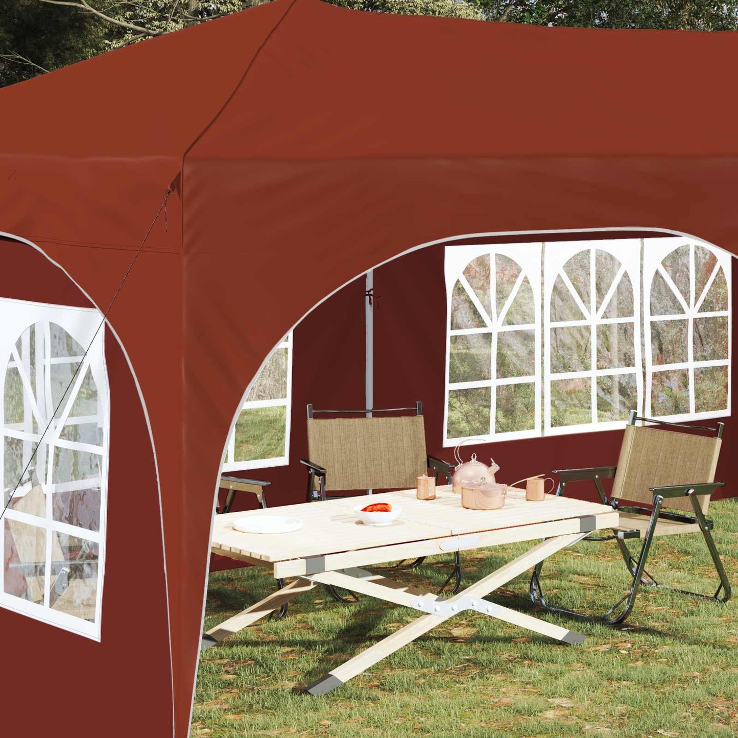 Pop-up Feesttent Terracotta 575 x 288 x 245 cm Oxford Stof is nu te koop bij PeponiXL, paradijselijk wonen!