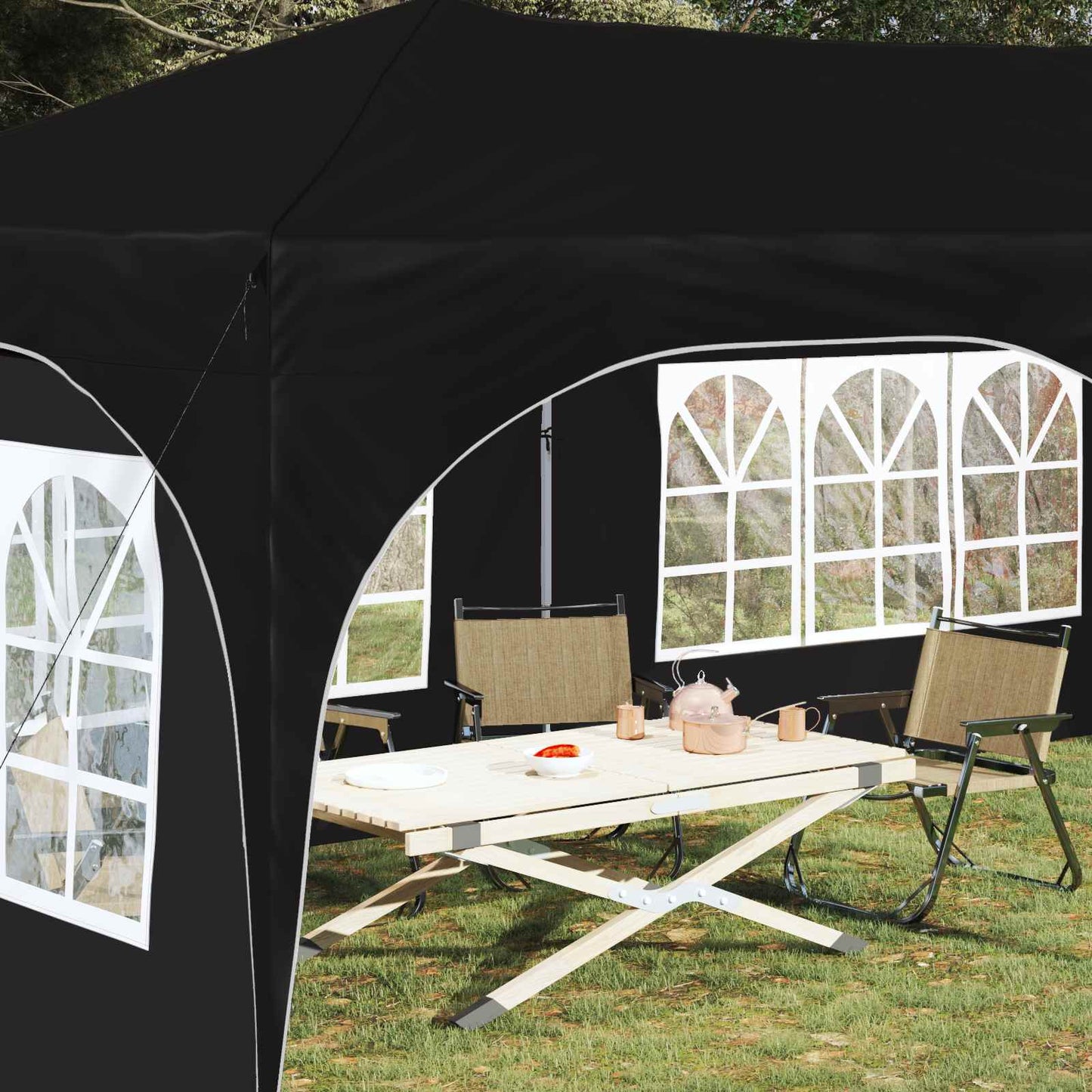 Pop-up Feesttent Zwart 575 x 288 x 245 cm Oxford Stof is nu te koop bij PeponiXL, paradijselijk wonen!